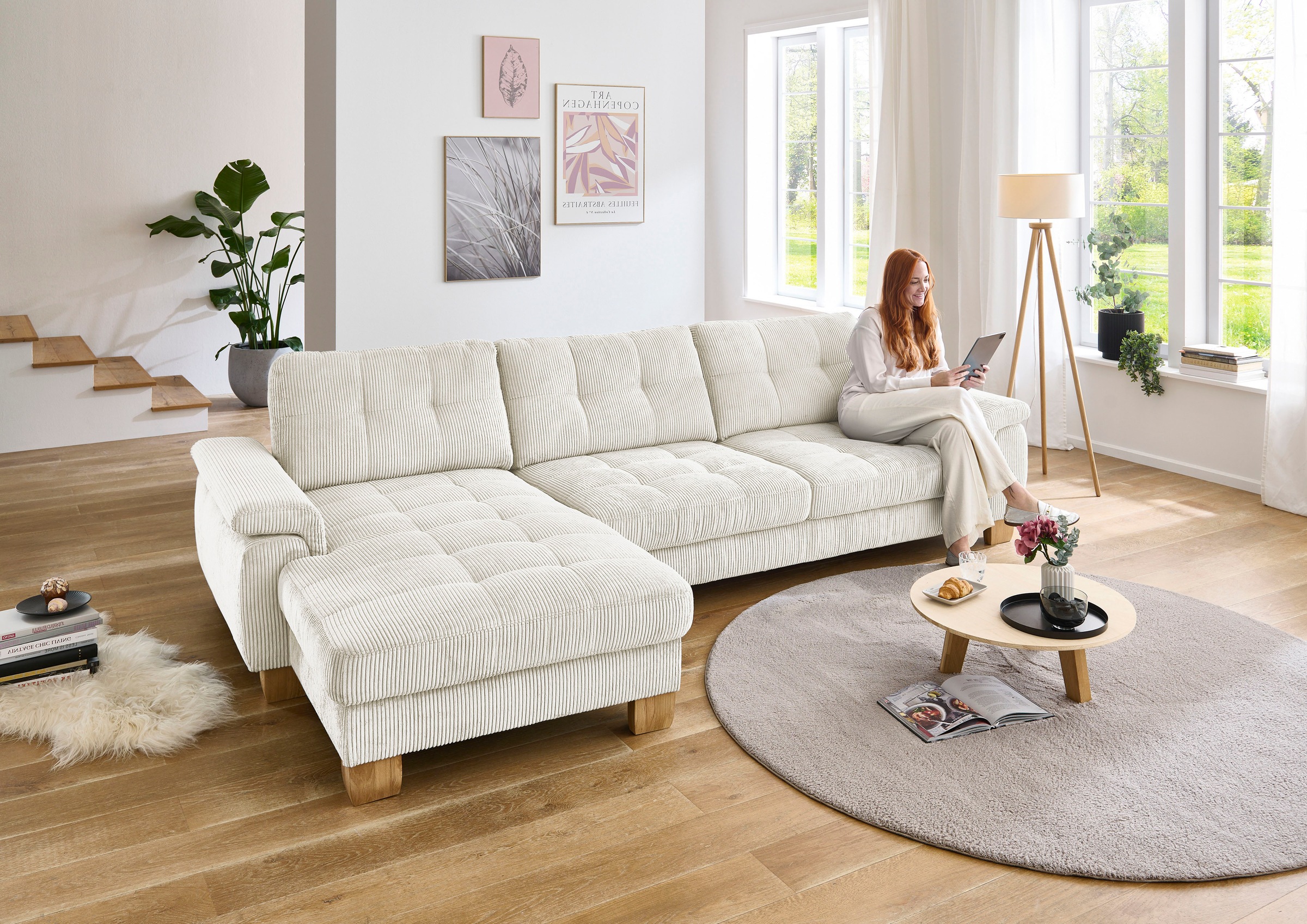 Die PlanBar Ecksofa "PP-LA19101 L-Form, Breite 316 cm" wahlweise mit Bettfu günstig online kaufen