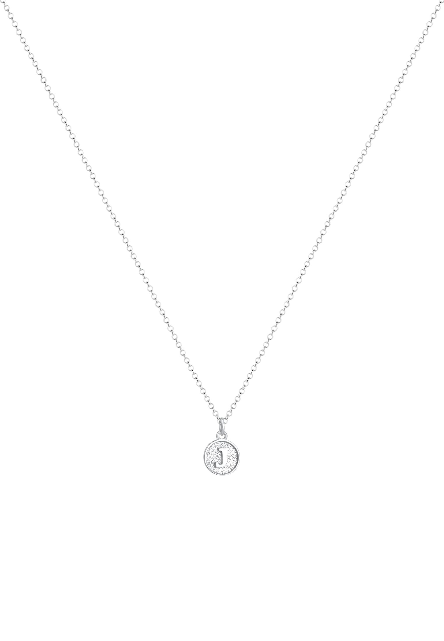 Elli Kette mit Anhänger »Plättchen Vintage Buchstabe J Initialen 925 Sterling Silber«