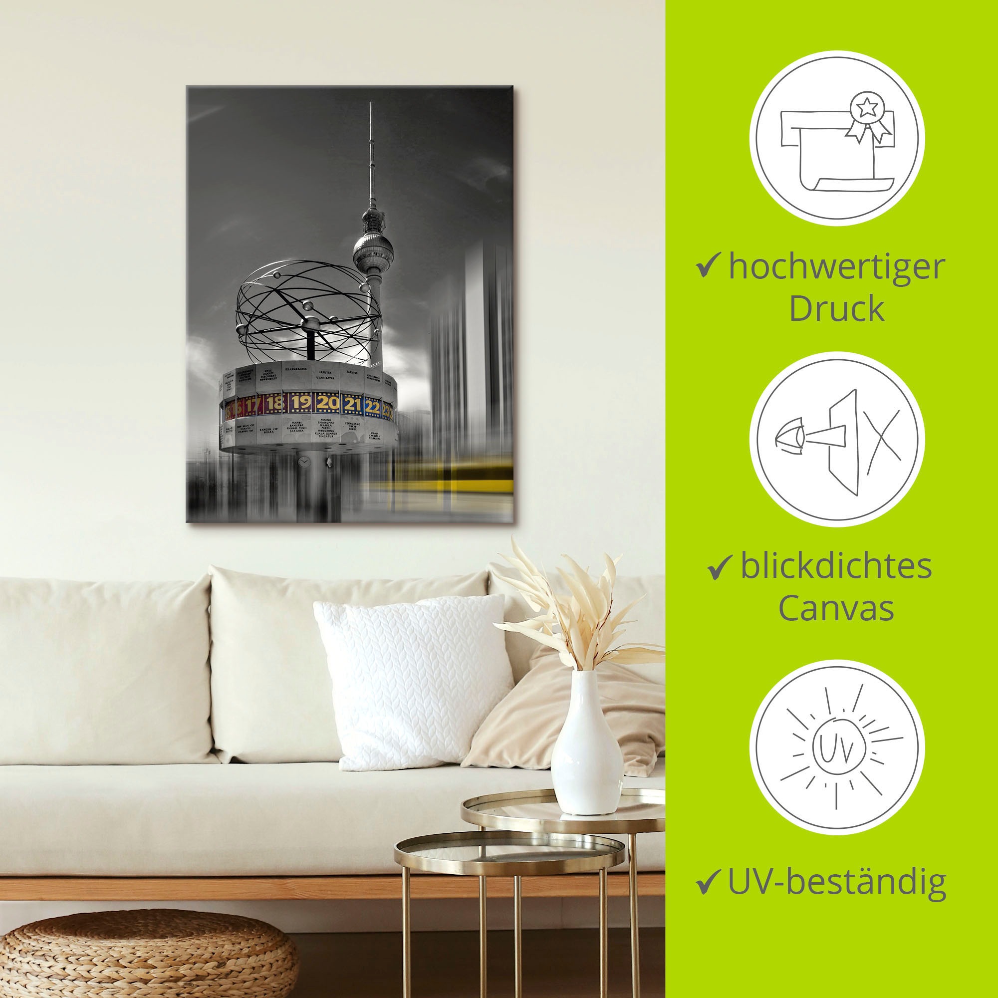 Artland Wandbild »Dynamische-Kunst Berlin Alexanderplatz«, Gebäude, (1 St.), als Leinwandbild, Poster in verschied. Größen