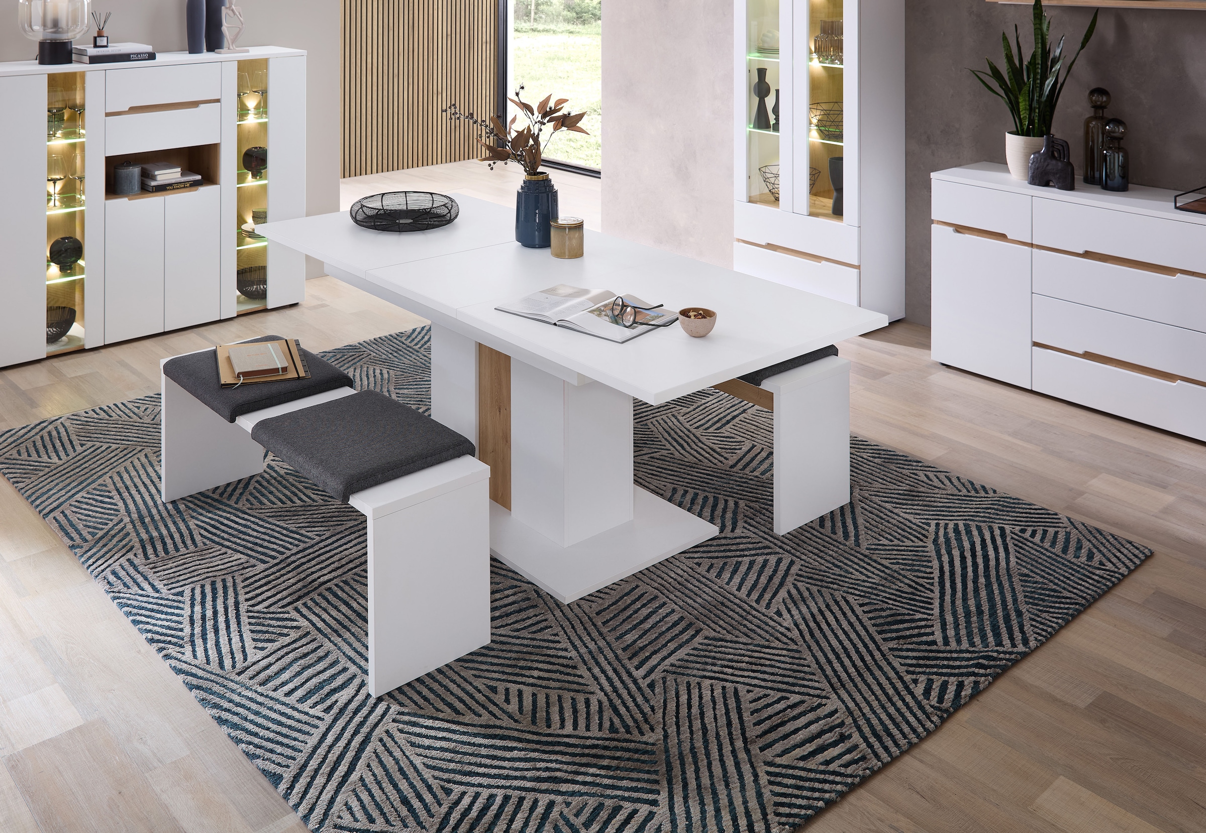 Innostyle Couchtisch »Memphis Couchtisch,110x40x65 cm (B/H/T)«, (1 St.), 2 offene Fächer, 2 Schubkasten