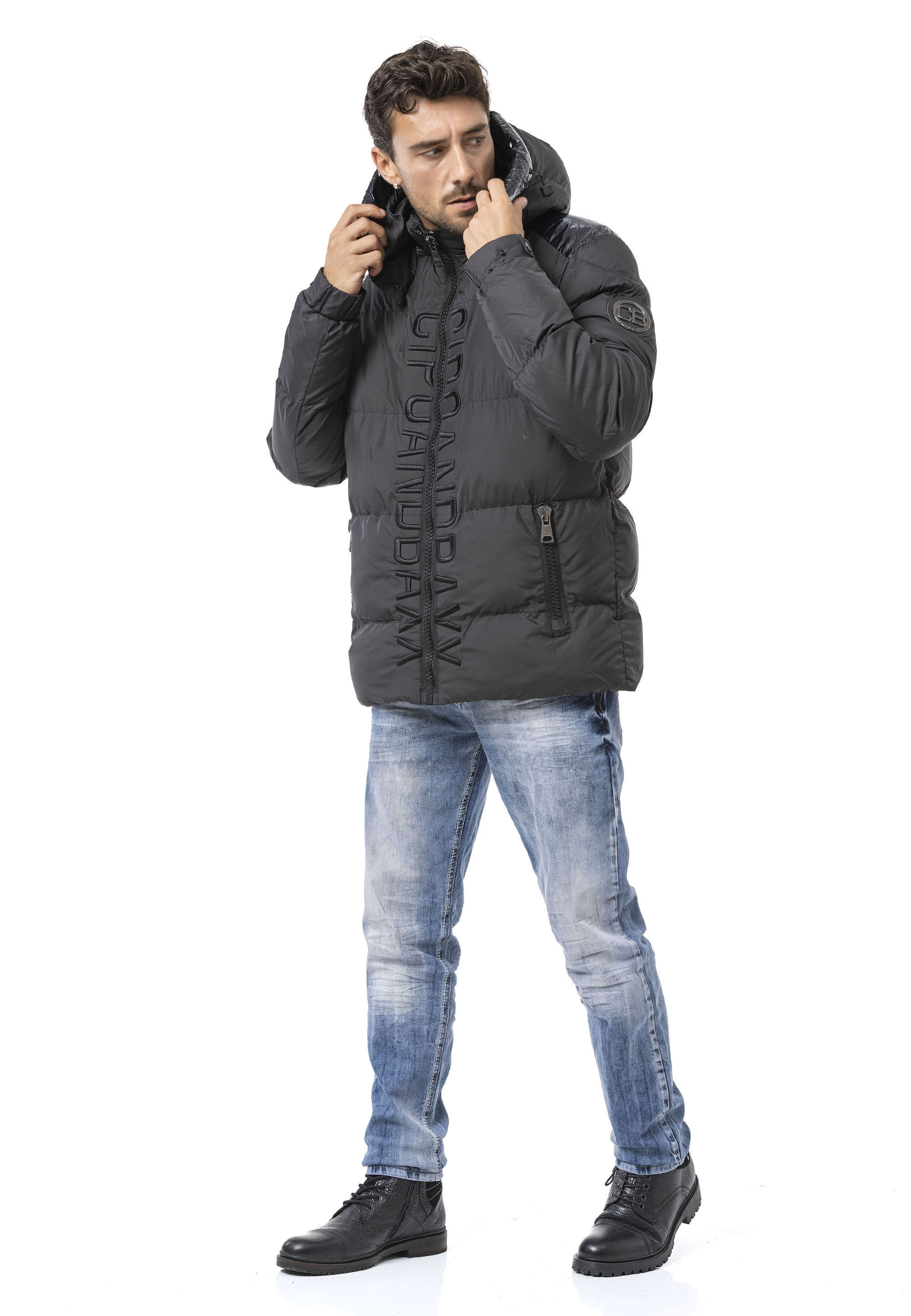 Thumbnail - Cipo & Baxx Winterjacke "Winterjacke" mit Kapuze mit modischen Schriftzug