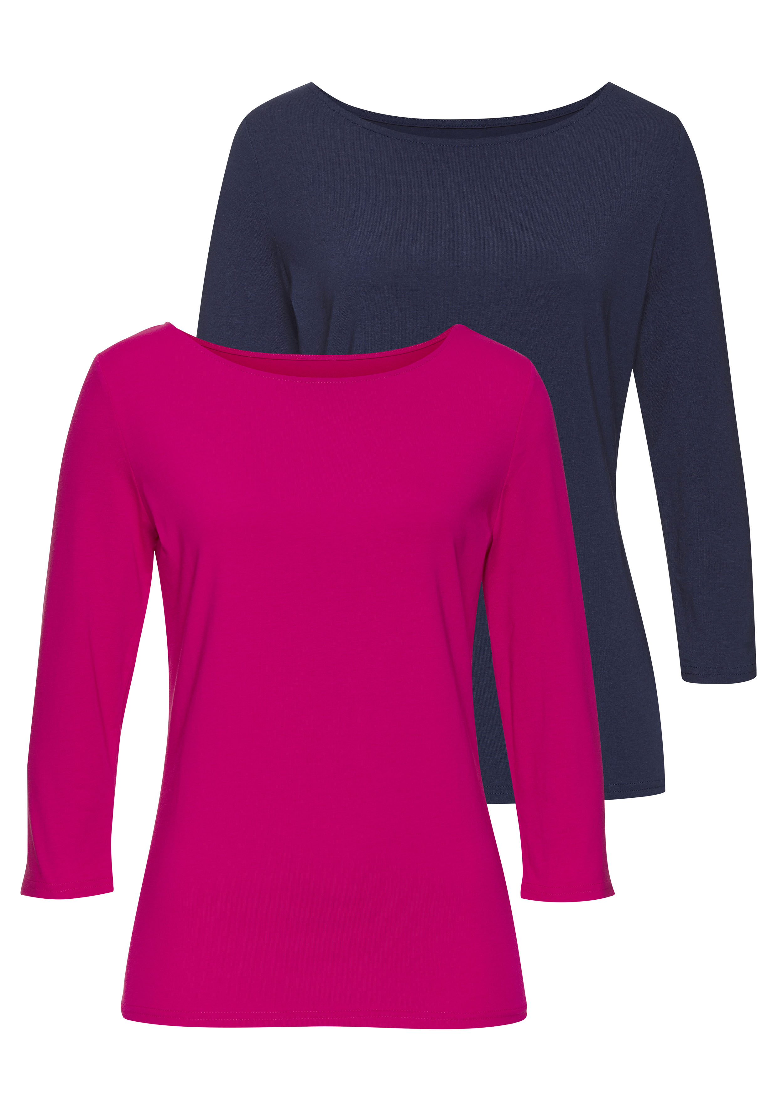 LASCANA 3/4-Arm-Shirt 2er-Pack, aus Baumwoll-Modal-Qualität