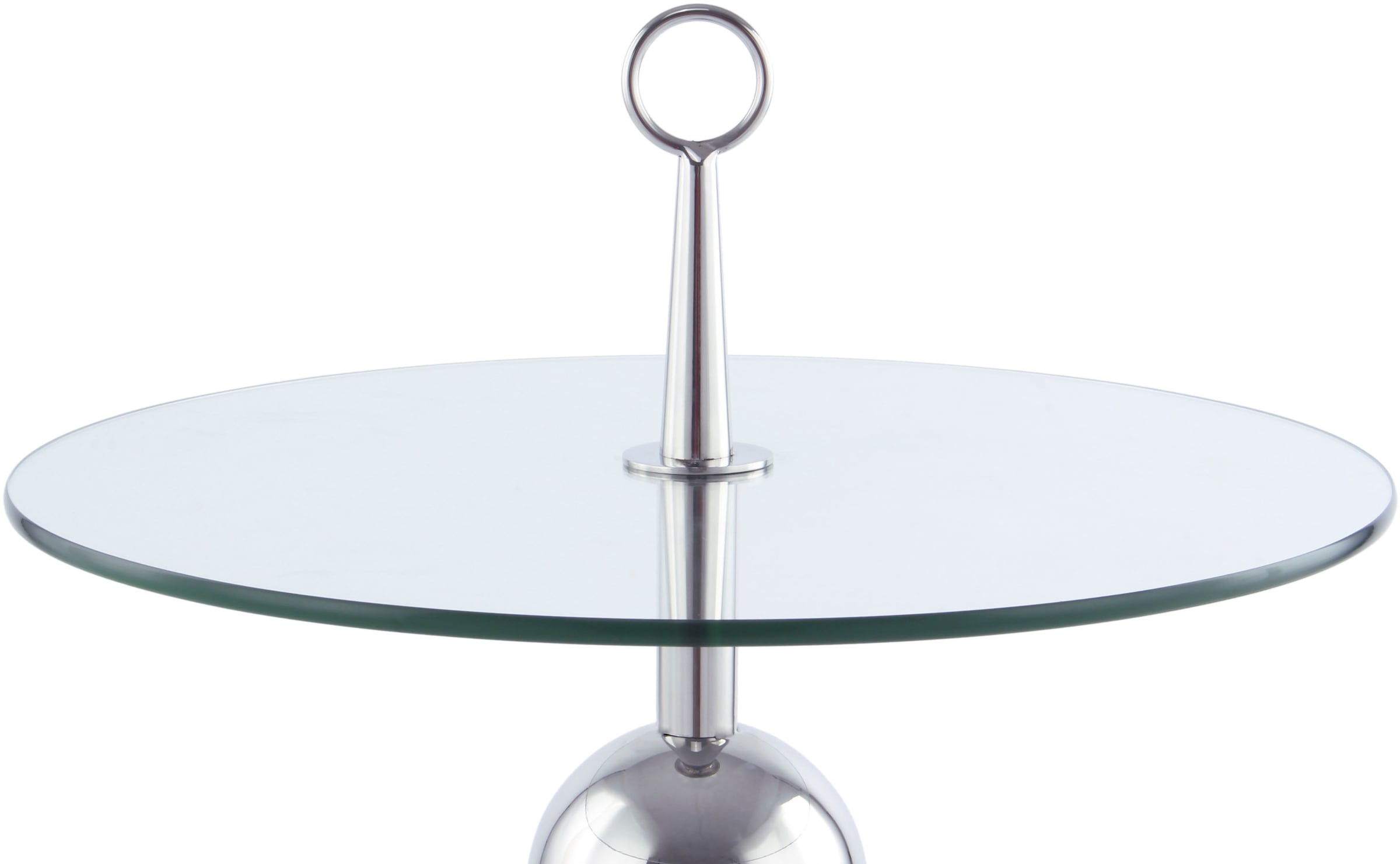 Kayoom Beistelltisch »Ontario 325, Runde Glasplatte aus Sicherheitsglas, 100% Edelstahl«, (1 St.), Minimalistisch, Gestell in Tripod-Design, mit Tragering