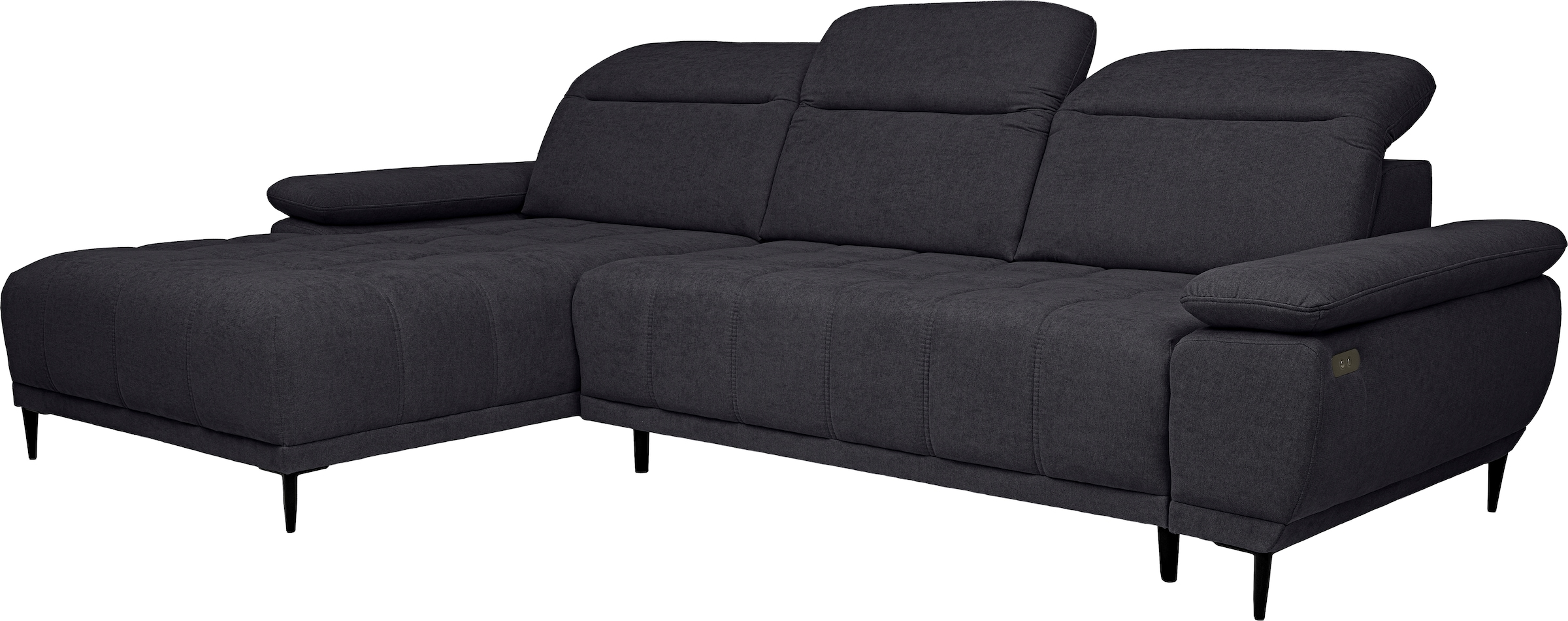 WERK2 Ecksofa »Focus-S, inkl. elektr. Sitzvorzug, manuelle Kopfteilverstellung« elektr. Sitztiefenverstellung, flexible Kopfstützen, 12cm Füße, L-Form