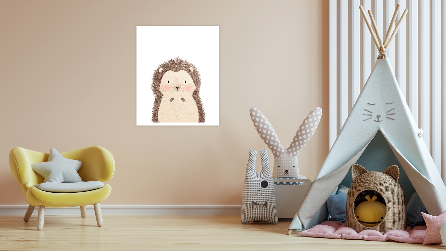 Lüttenhütt Bild mit Rahmen "oder Poster, Niedlicher Igel" Tiere 1 Stk. tlg. HD Premium Druck