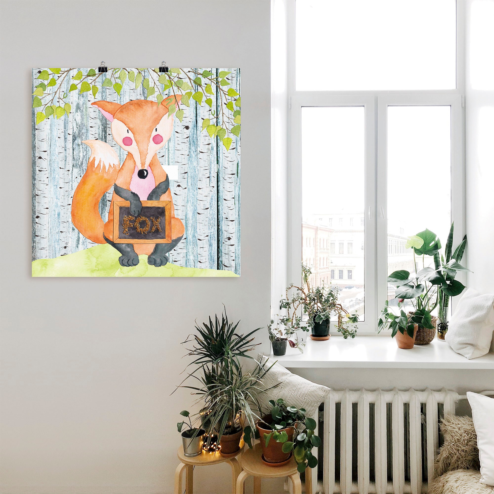 Artland Poster »Waldfreunde- der schlaue Fuchs«, Tiere, (1 St.), als Alubild, Leinwandbild, Wandaufkleber oder Poster in versch. Größen