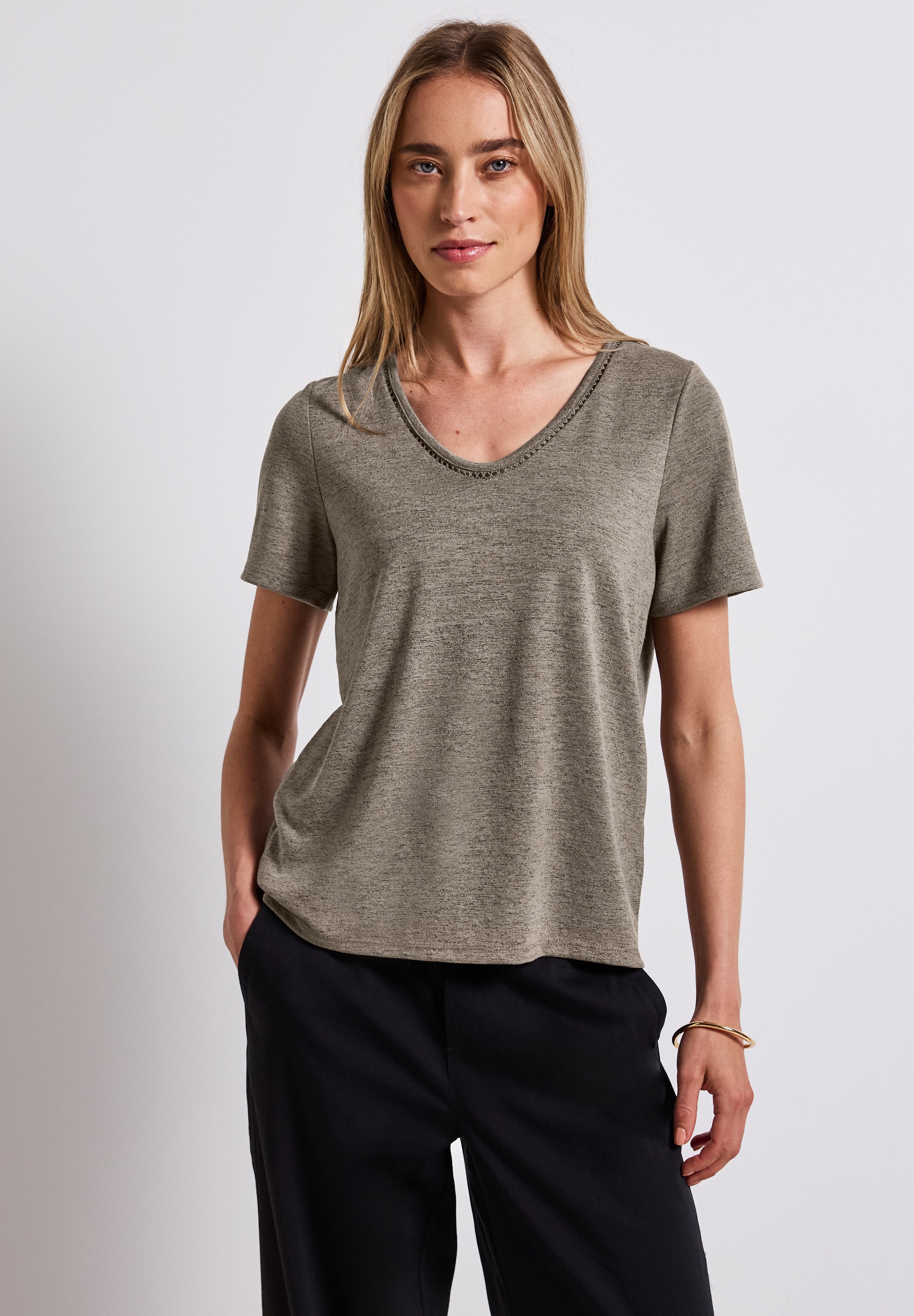 STREET ONE T-Shirt, aus elastischem Materialmix günstig online kaufen