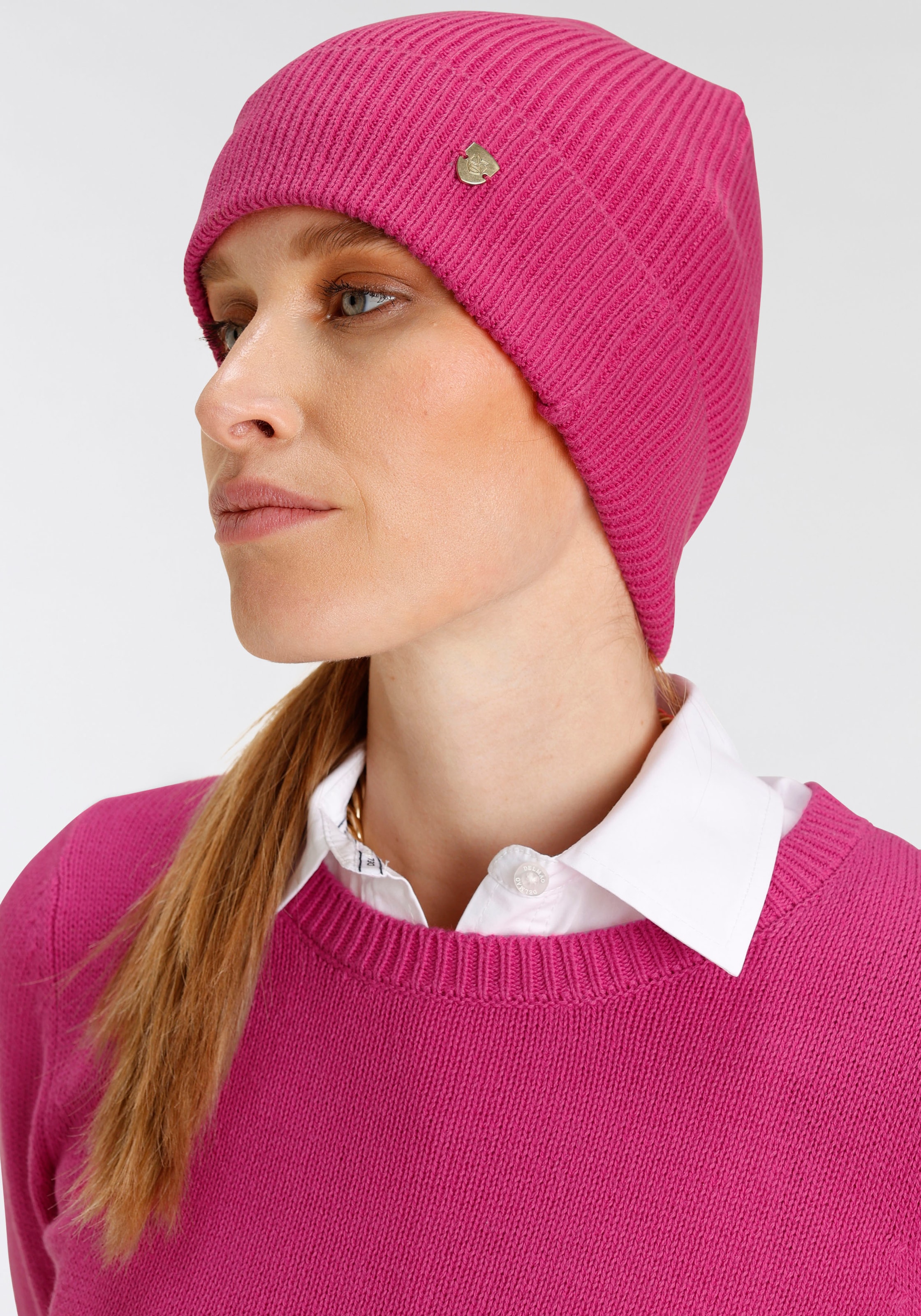 2 MARKE! tlg., - | Rundhalspullover, Mütze NEUE Pullover passender (Set, online bestellen + Mütze), mit BAUR DELMAO
