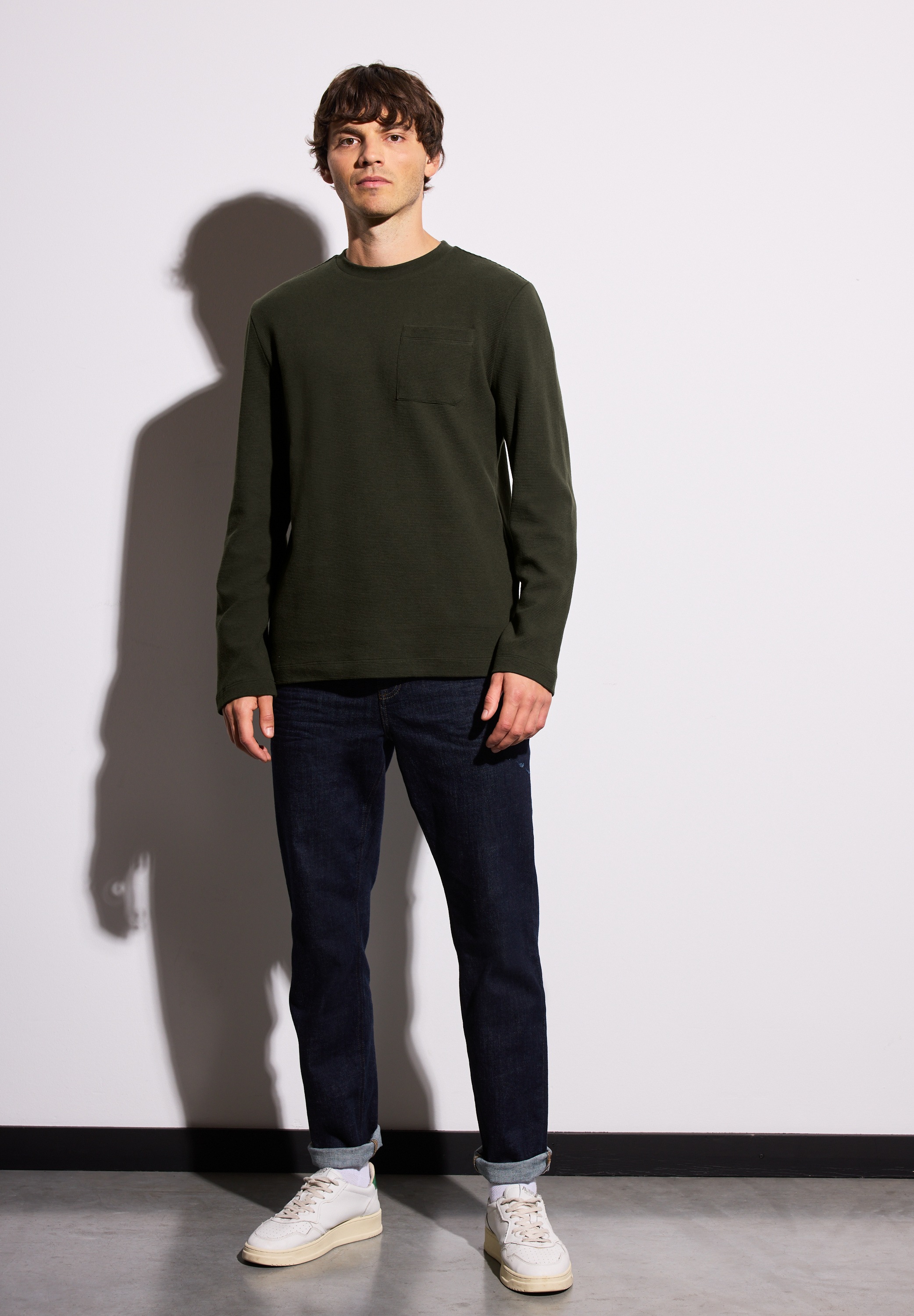 STREET ONE MEN Langarmshirt, aus reiner Baumwolle