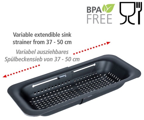 WENKO Küchensieb »Sivo«, & Mikrofasertuch Migro, 3-tlg., ausziehbares  Spülsieb kaufen | BAUR