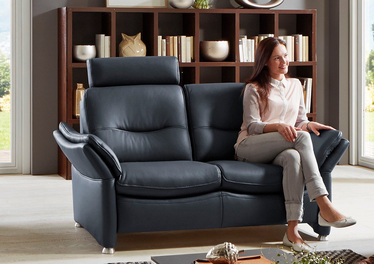 HUKLA 2-Sitzer »HU-SF15058 Ledersofa, Breite 164 cm«, hochwertiges Glattleder, optional mit Kopfstütze