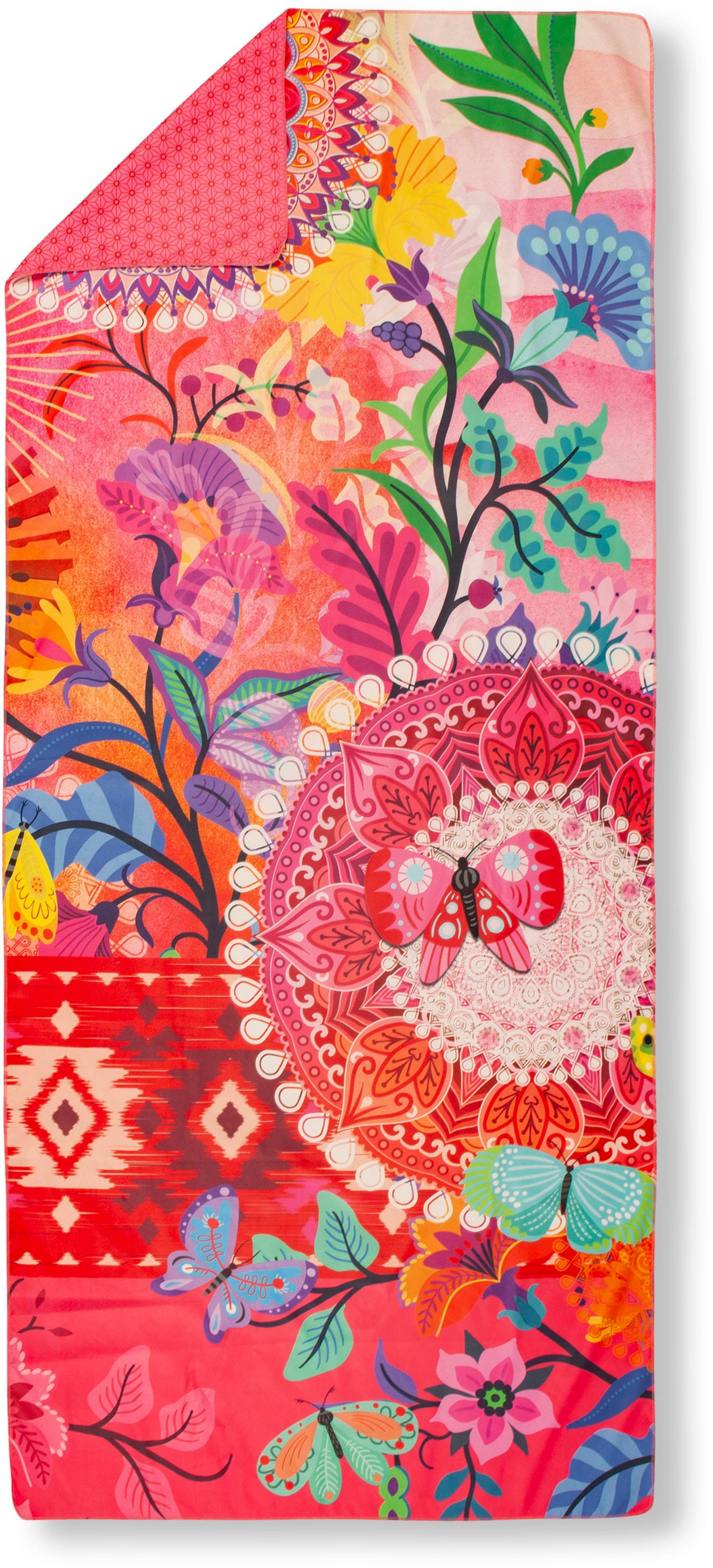 hip Strandtuch "Giselah", (1 St., Strandtuch 100 x 180 cm), Baumwolle, Velours, 100x180, Weich, Strand, Mandala, Rosa, R