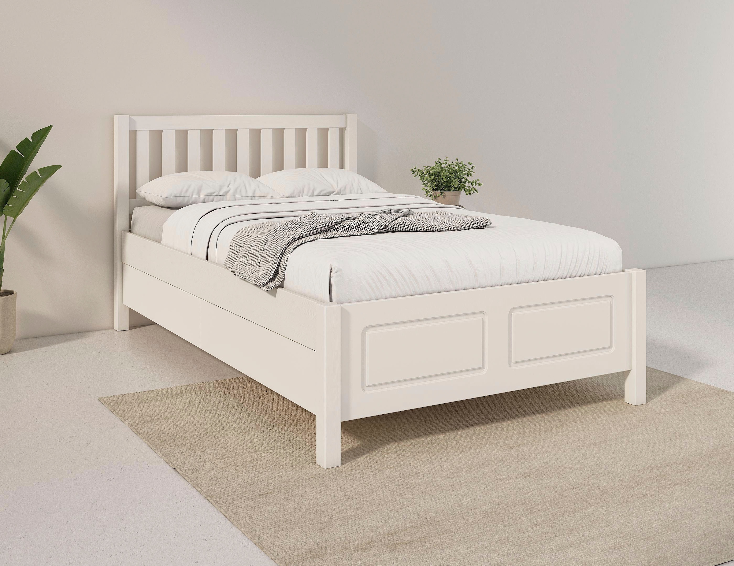 OTTO home Stauraumbett »Synnra, maximaler Stauraum, 4 Schubladen, Made in EU, Landhausstil« FSC® zertifiziert, Kassettenfront, Stauraumlösung und Komfort