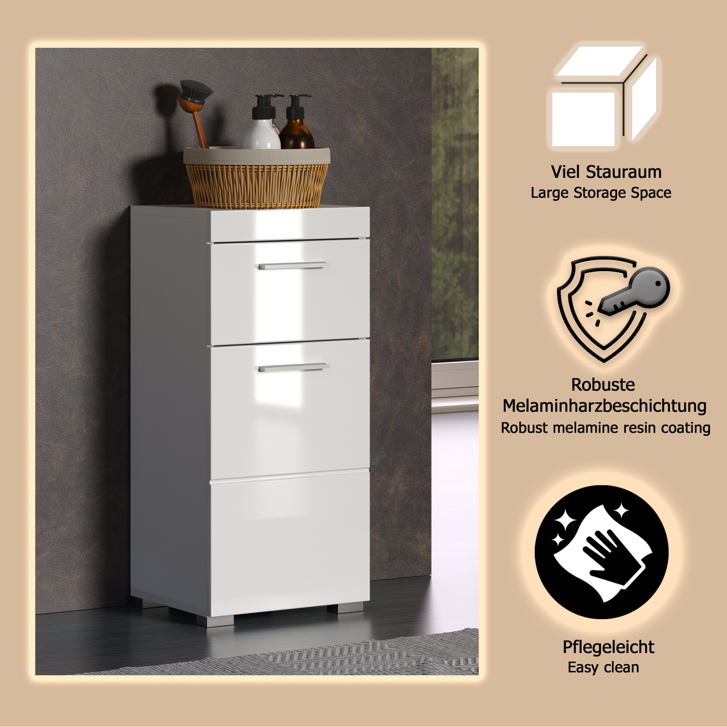 welltime Unterschrank »Avena«, Badezimmerkommode mit 1 Schublade und 1 Tür - (B/T/H) 37/31/79 cm