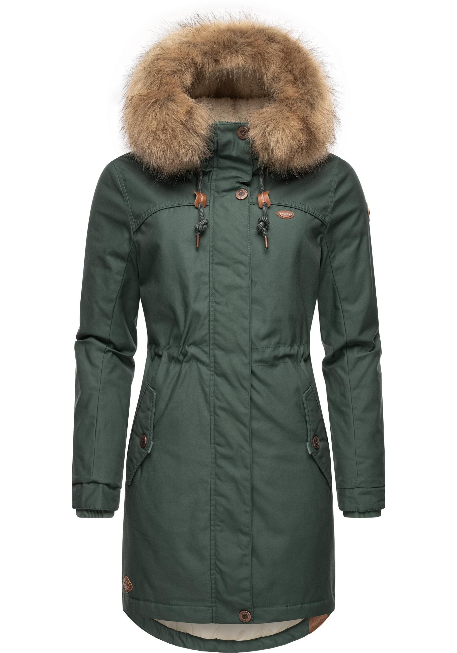 Ragwear Winterjacke »Tawny«, mit Kapuze, stylischer Winterparka mit großer Kapuze und Kunstfellkragen