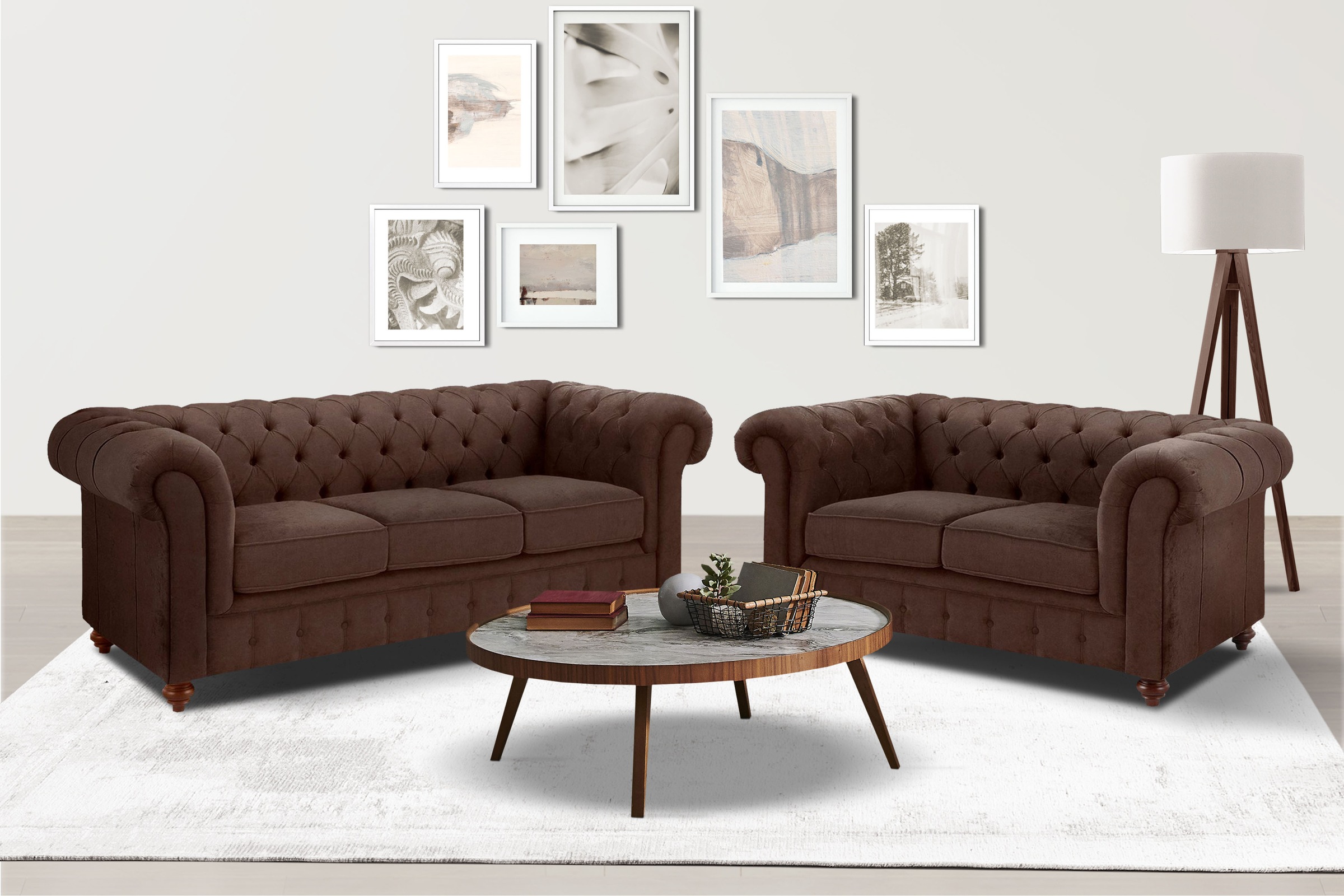 Home affaire Sitzgruppe "Chesterfield", (2 tlg.), hochwertige Knopfheftung, günstig online kaufen
