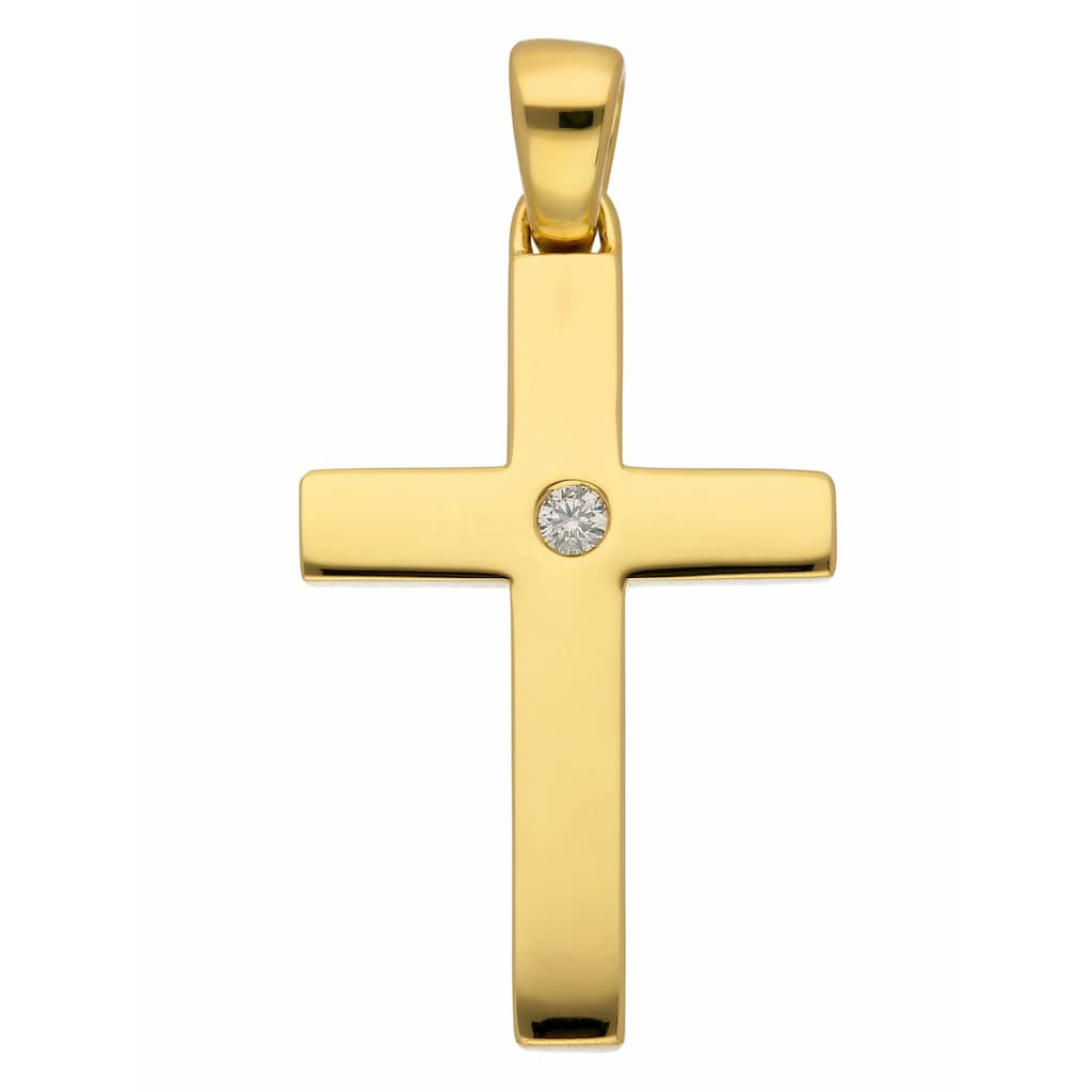 Adelia´s Kettenanhänger »Damen & Herren Goldschmuck 585 Gold Kreuz Anhänger mit Brillant«