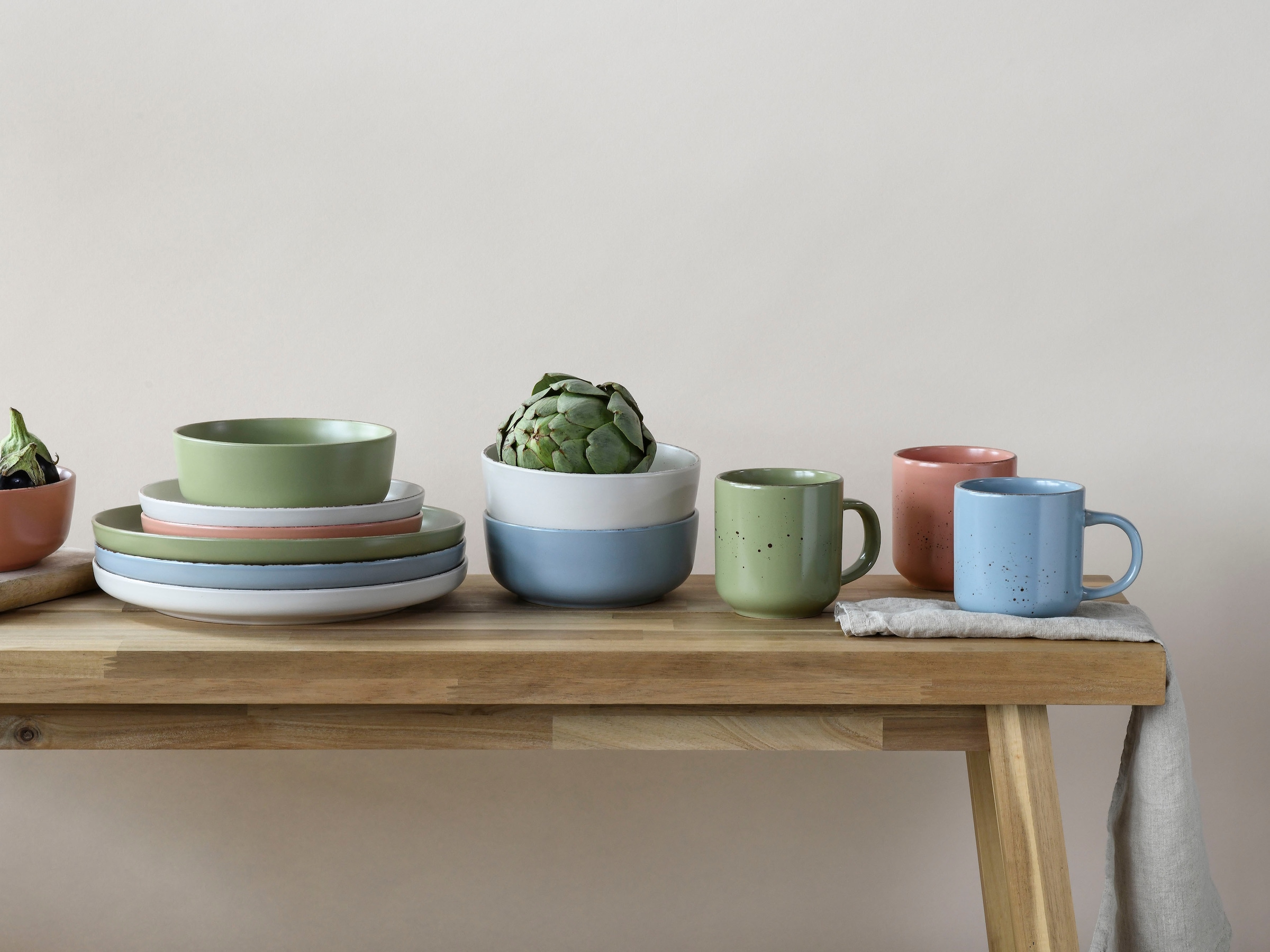 CreaTable Kombiservice »Geschirr-Set Nordic«, (Set, 16 tlg., Kaffeeservice und Tafelservice im Set, für 4 Personen), Service, skandinavischer Life Style, 16 Teile, für 4 Personen