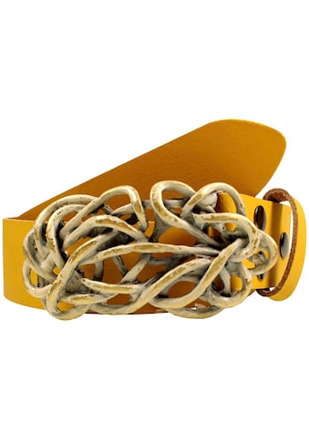 Ledergürtel, mit austauschbarer Schließe »Strohknoten Antik Gold«