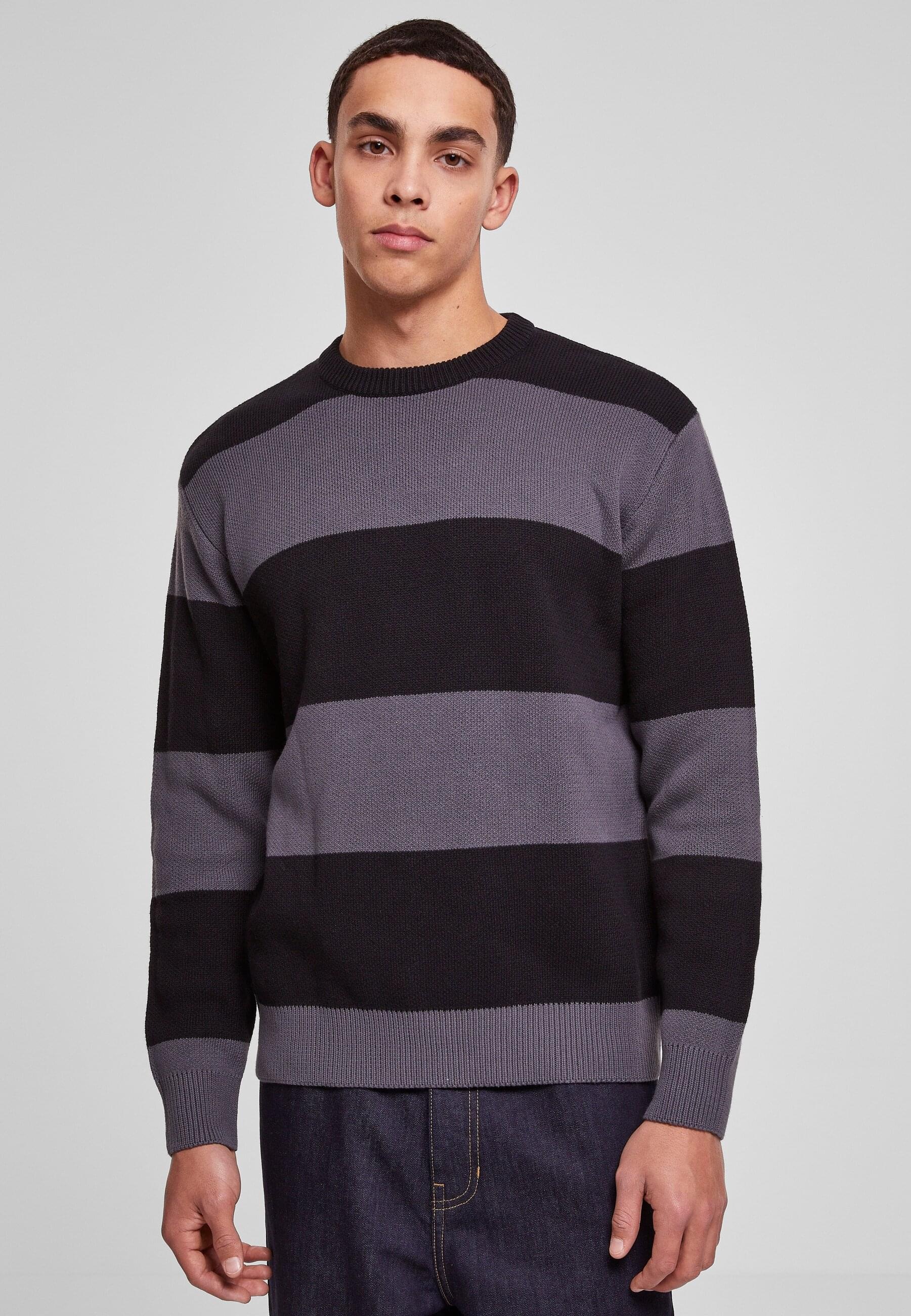 URBAN CLASSICS Rundhalspullover »Urban Classics Herren Heavy Oversized Striped Sweatshirt«, (1 tlg.)