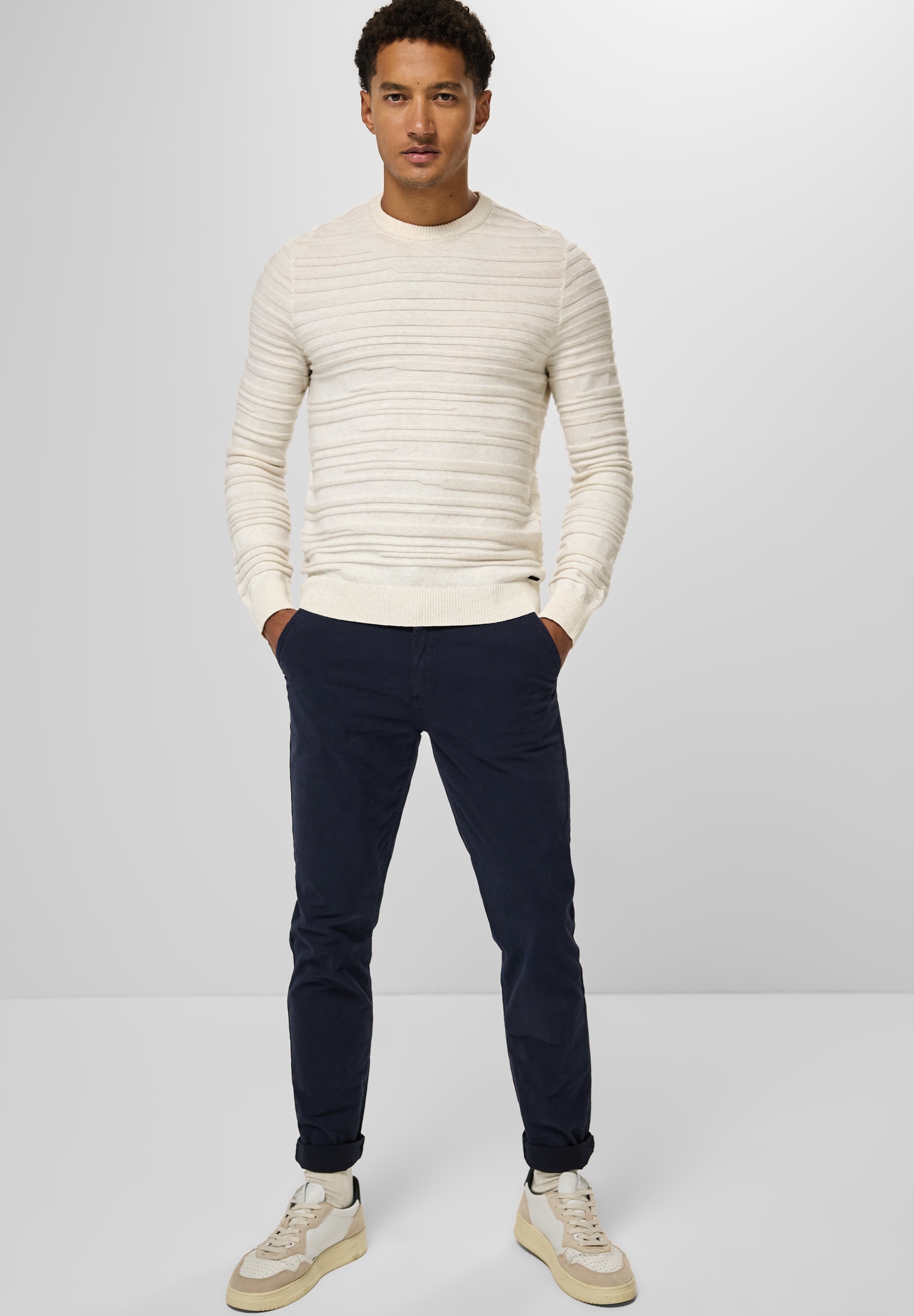 STREET ONE MEN Strickpullover, mit Rundhalsausschnitt