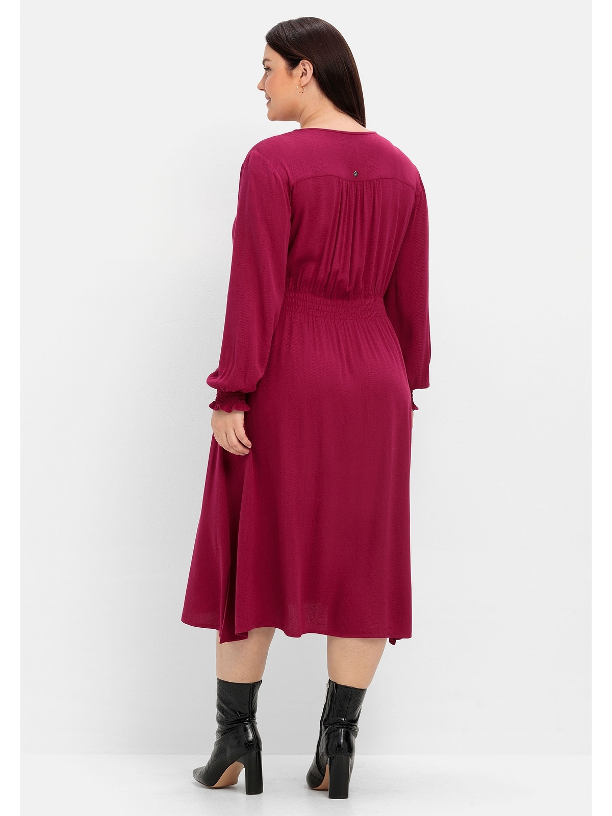 Sheego A-Linien-Kleid »Große BAUR bestellen Smok-Details, | für Viskose mit Größen«, aus