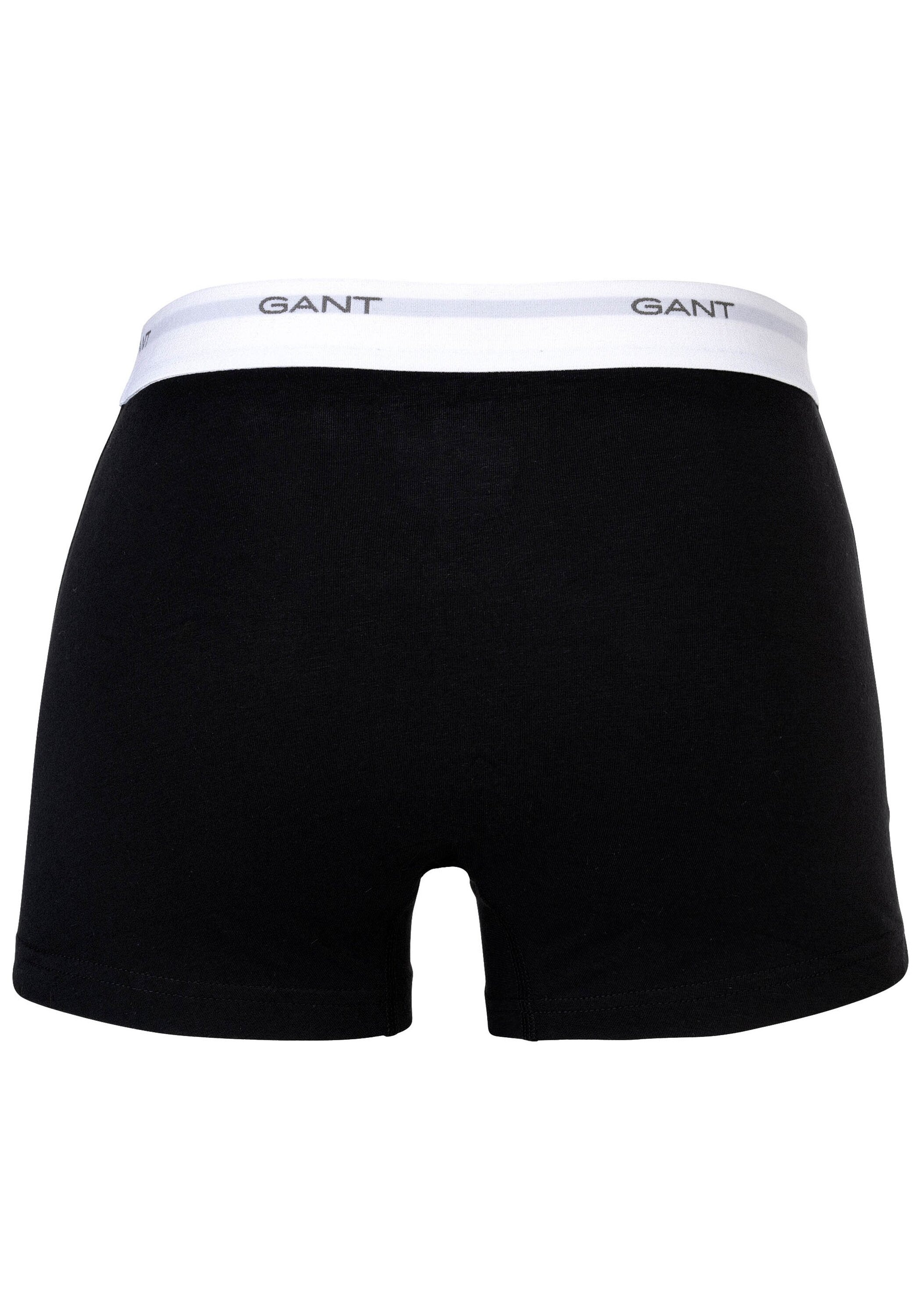 Boxershorts GANT "Boxershort 3er Pack", Herren, Gr. L, bunt (schwarz, grau, weiß), Obermaterial: 95% Baumwolle CO. 5% Elasthan EL., Unterhosen 3