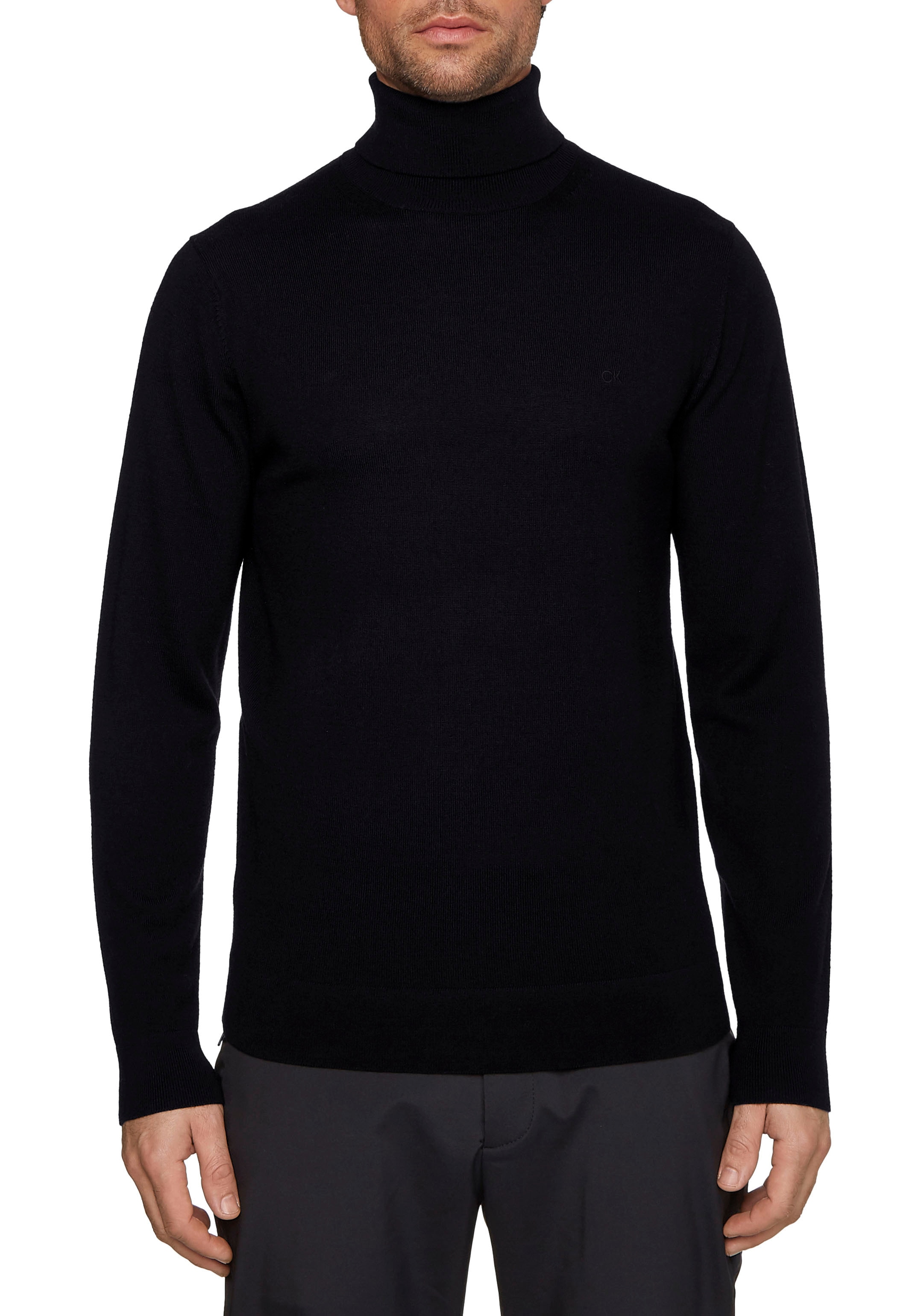 Calvin Klein Rollkragenpullover SUPERIOR WOOL TURTLE NECK mit Logostickerei günstig online kaufen