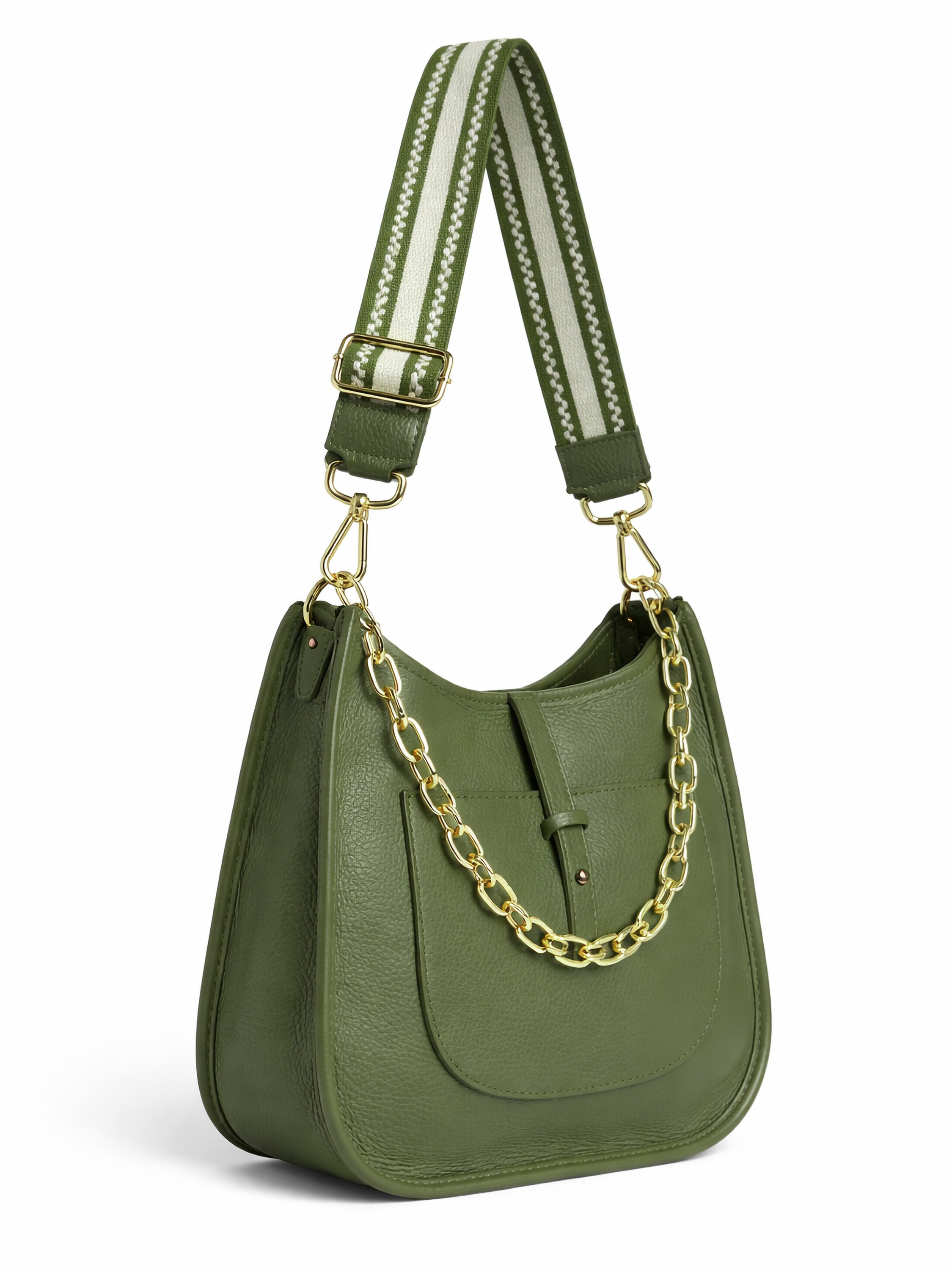 Schultertasche "München", Damen, Gr. B/H/T: 30cm x 30cm x 9cm onesize, khaki, Leder, COLLEZIONE ALESSANDRO, Taschen Schultertasche, aus Rindsleder, Made in Italy