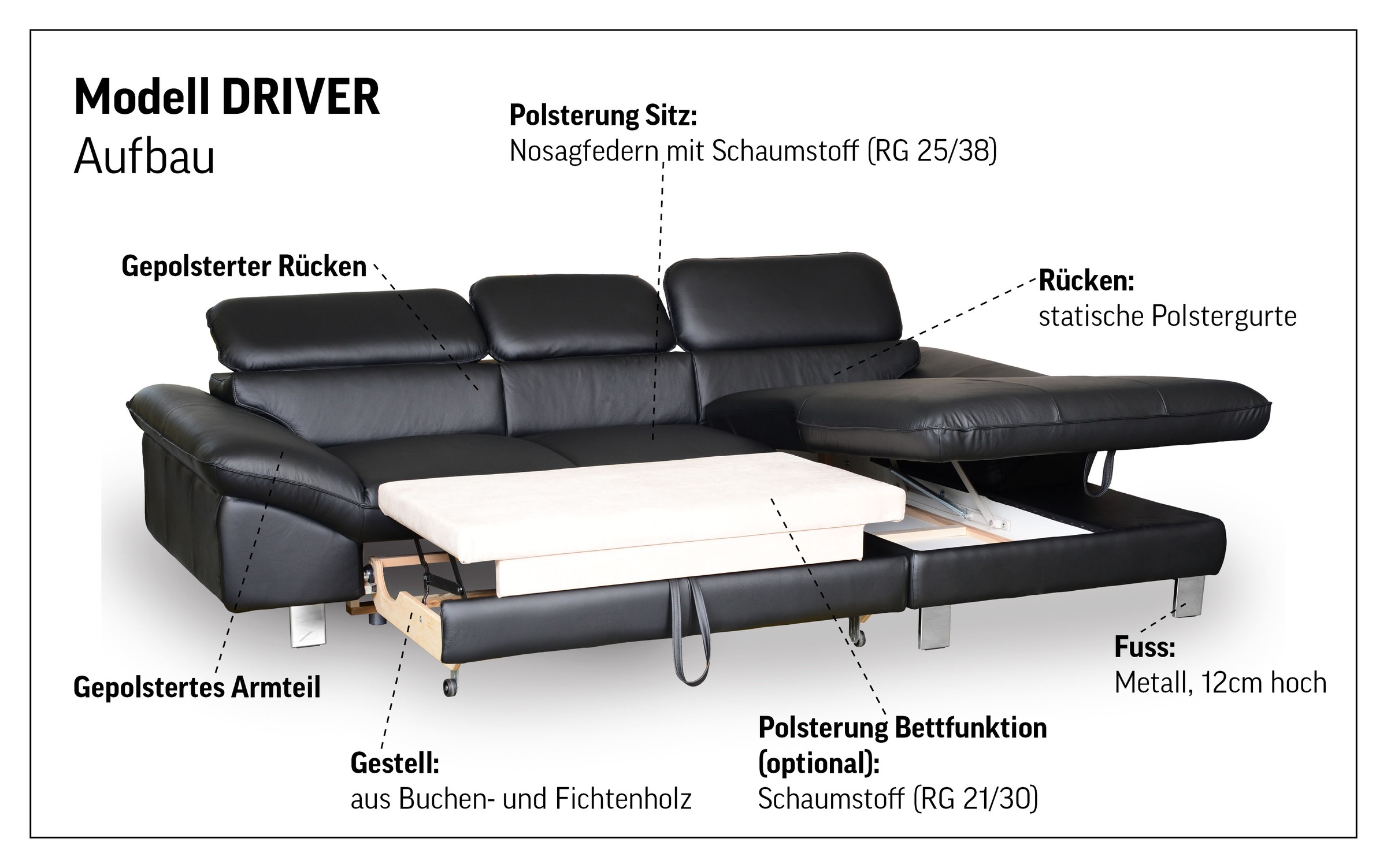 Thumbnail - COTTA Ecksofa "Driver L-Form" mit Kopfteilverstellung, wahlweise mit Bettfunktion & Bettkasten