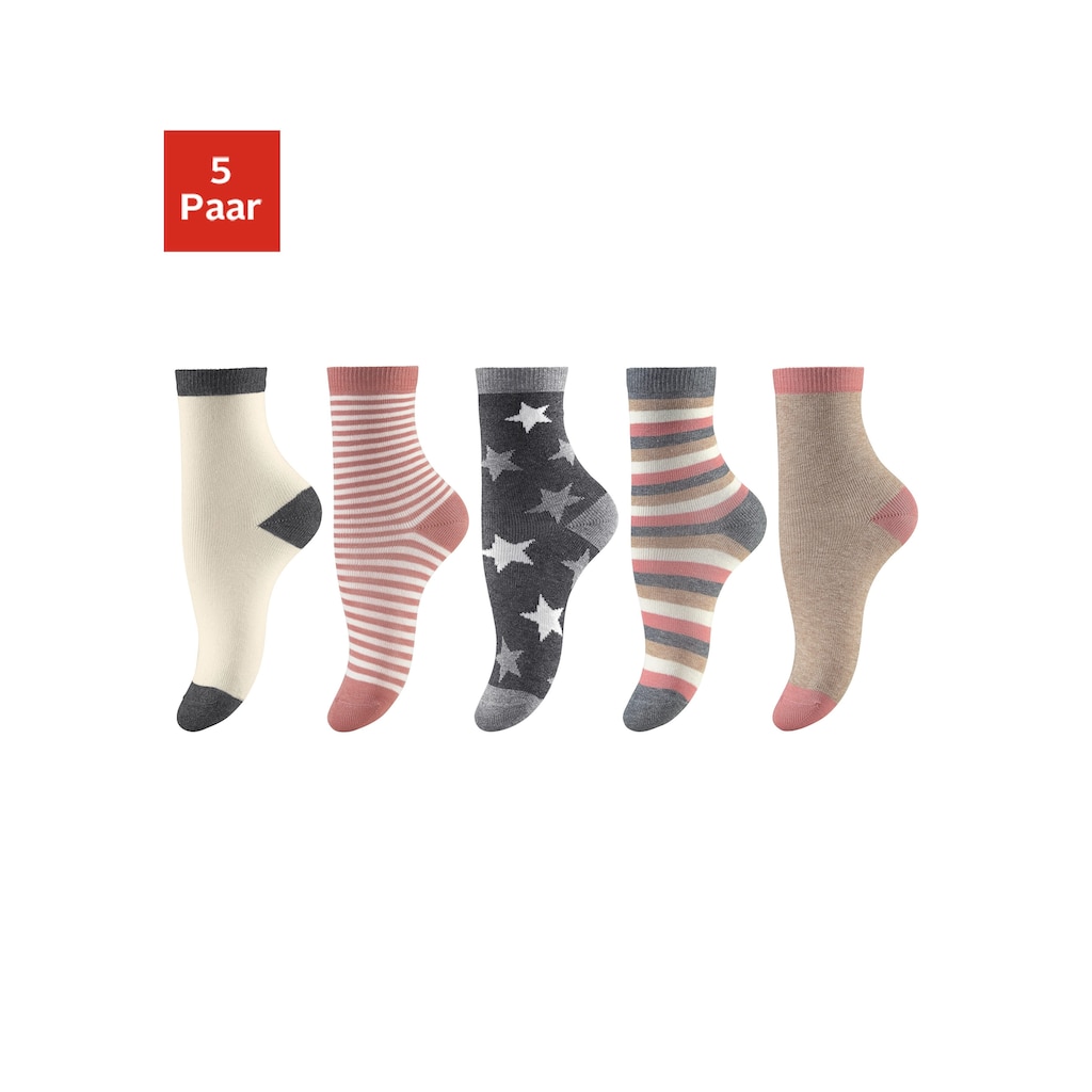 Kindermode Kinderwäsche Socken, (5 Paar), in 5 verschiedenen Designs bunt