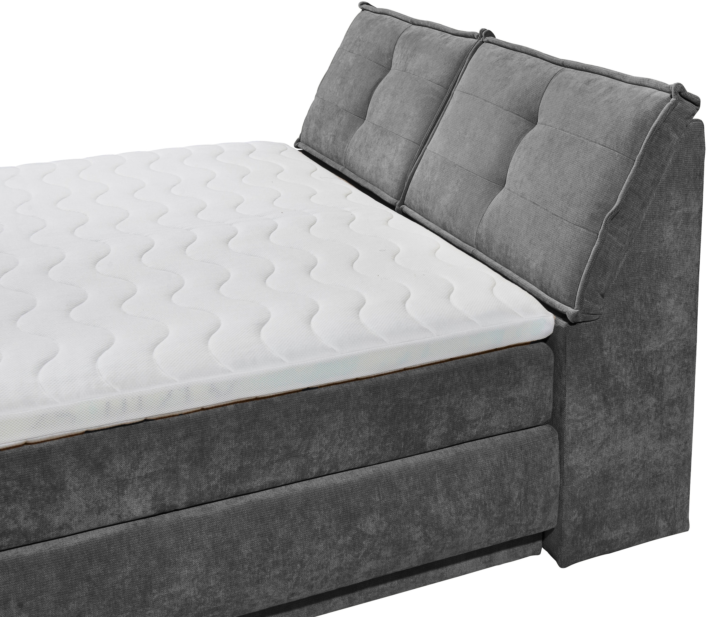 ED EXCITING DESIGN Boxspringbett »Tofino 180x200 mit Duo Matratze« 6 cm Gelkomfort-Topper, H3/H4, Bettkasten & Kopfteil-Stauraum