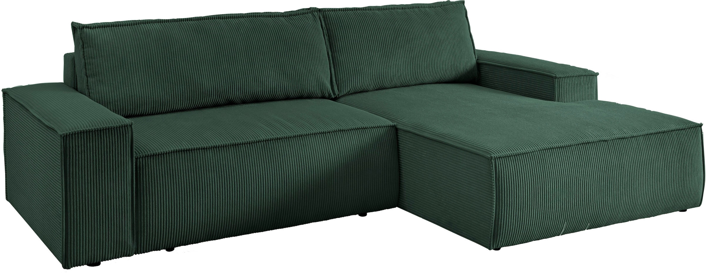 Home affaire Ecksofa SHERWOOD Schlafsofa 267 cm, L-Form, Schlaffunktion mit Bettkasten (210x136 cm), Cord, Vintage, Samtvelours