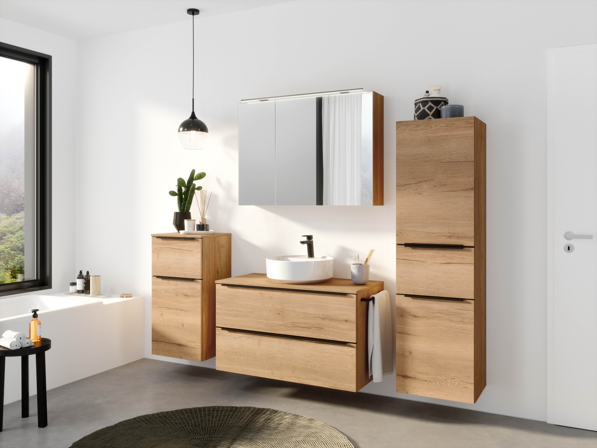 nobilia Badmöbel-Set, (4 St., vormontiert, mit Soft-Close), inkl. Spiegelsc günstig online kaufen