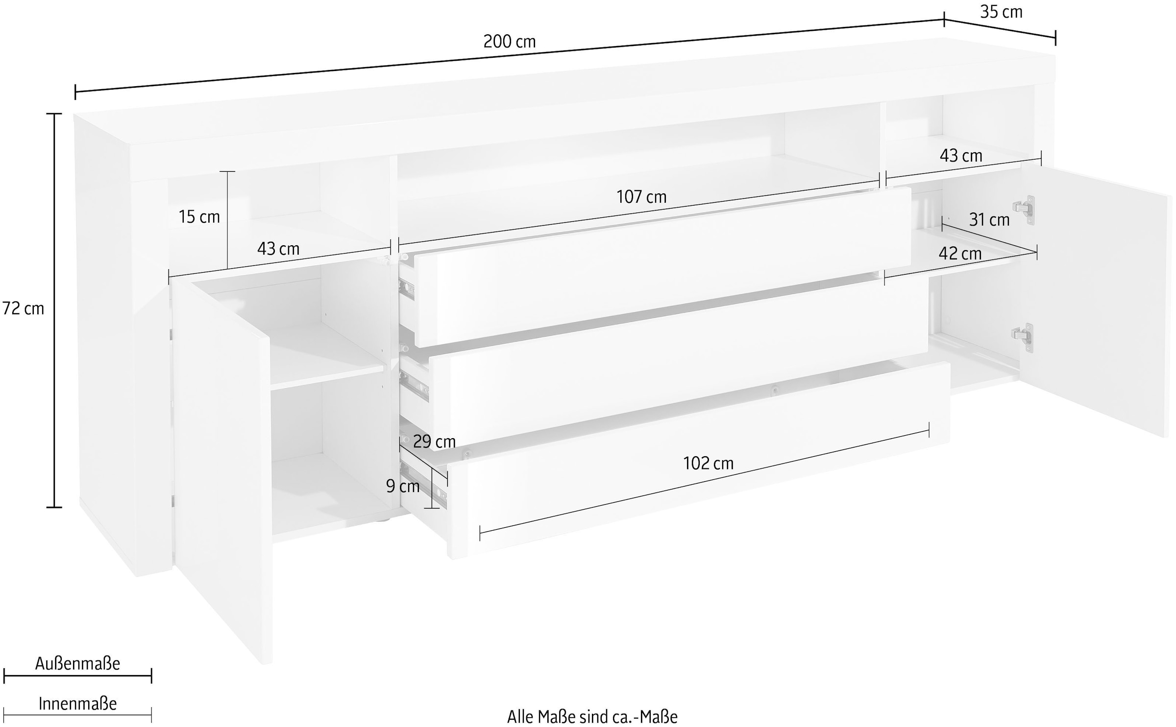 borchardt Möbel Sideboard »Santa Fe«, Breite 200 cm