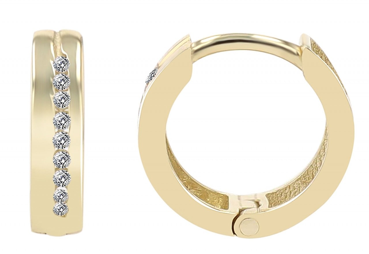 Adelia's Women Hoop Earrings Yellow Gold 333 Zirconia 9mm