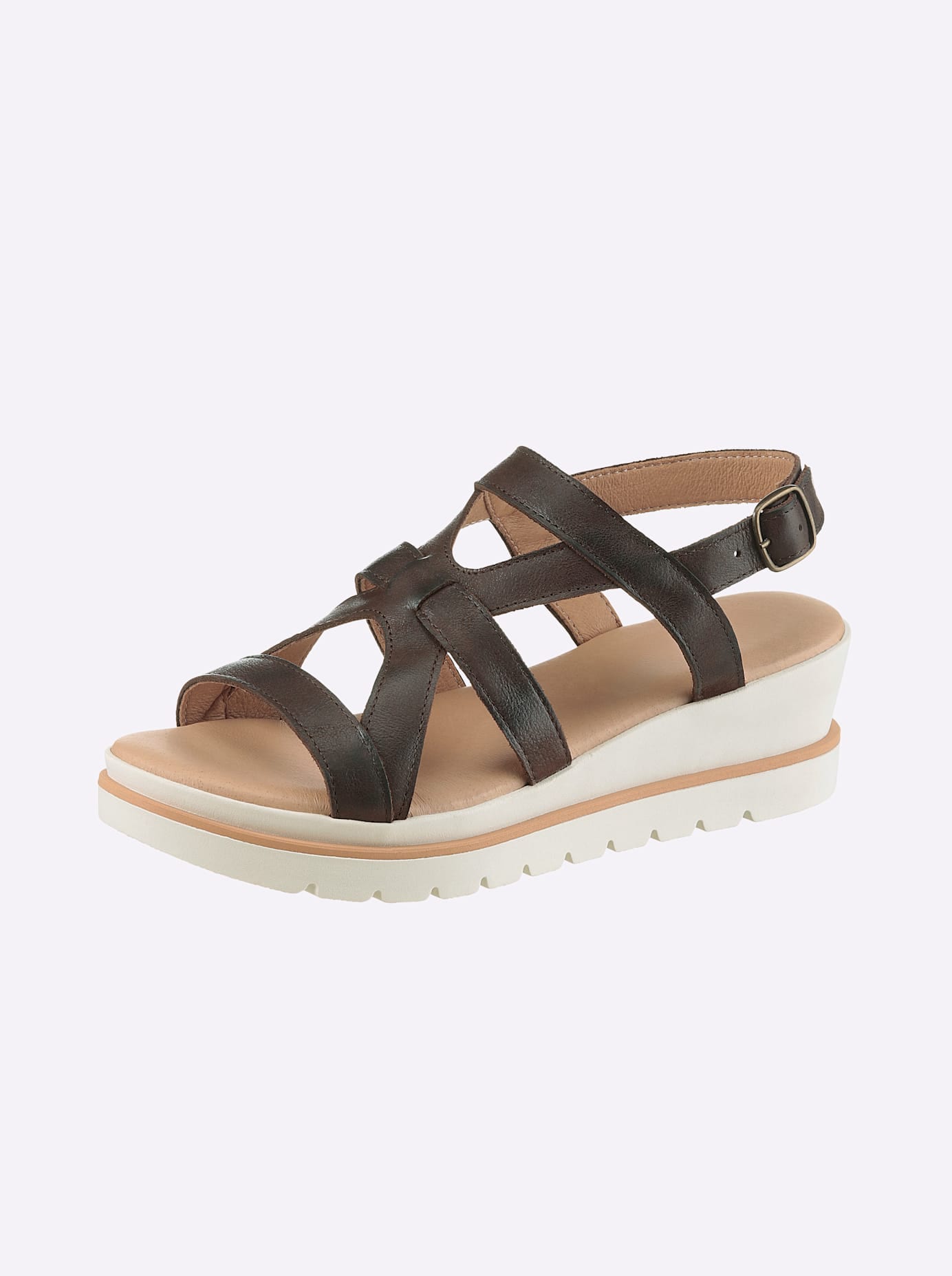 HEINE Damen Sandalette, Gr. 41braun, Glattleder, Leder, Rindsleder, Schuhe