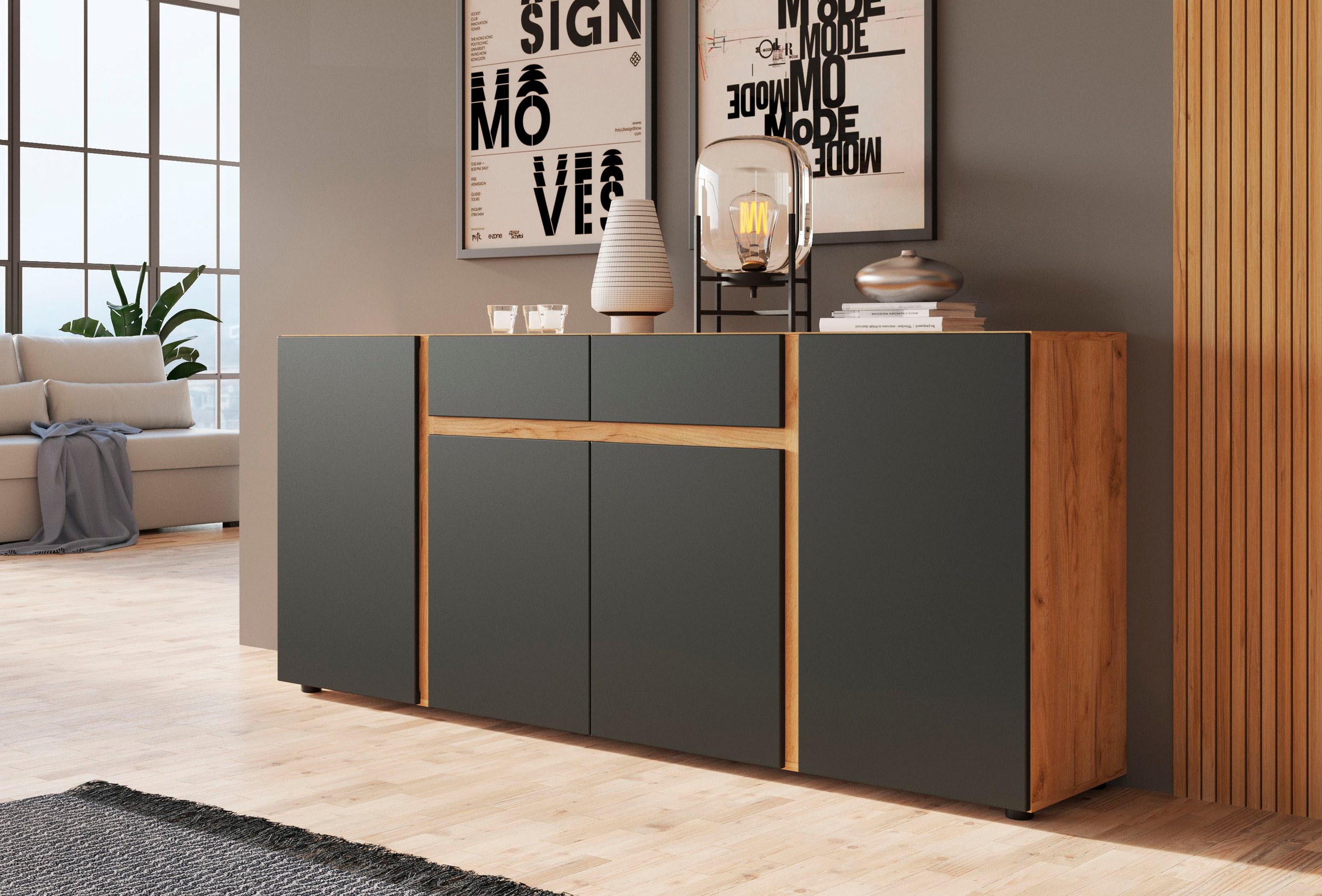 Home affaire Sideboard "Morongo" Breite ca. 201 cm günstig online kaufen