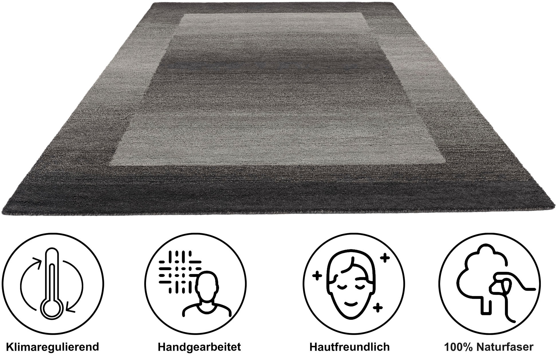 Thumbnail - THEKO Wollteppich "Gabbeh Super, Handweb, auch als Läufer erhältlich reine Wolle," rechteckig 9 mm Höhe Schlafzimmer, Wo...