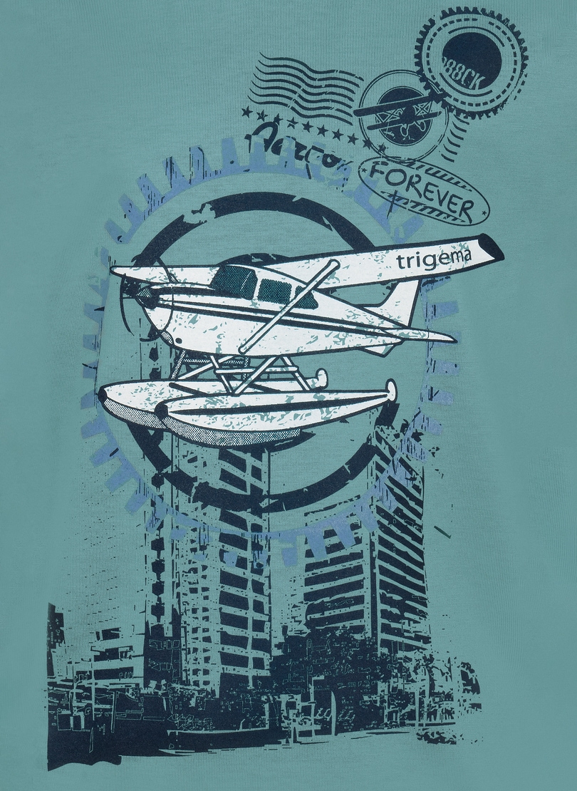Trigema T-Shirt »TRIGEMA T-Shirt für Jungen mit Flugzeug-Druckmotiv«, (1 tlg.)