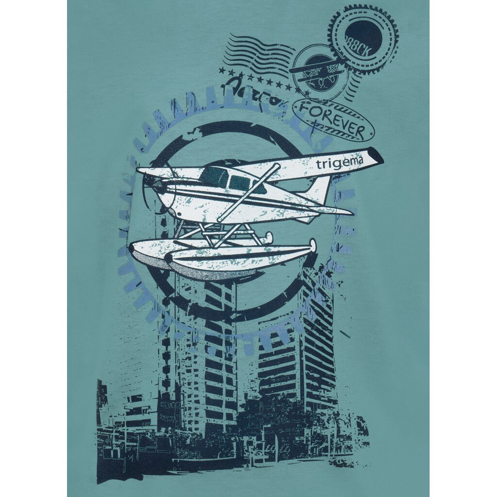 Trigema T-Shirt »TRIGEMA T-Shirt für Jungen mit Flugzeug-Druckmotiv«, (1 tlg.)