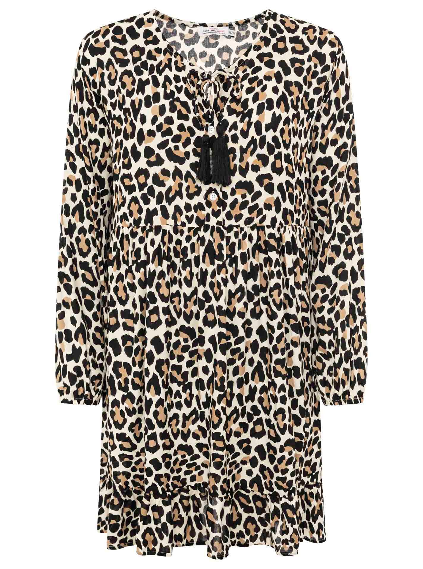 Zwillingsherz Sweatkleid »"Leo Dream"« Leomuster, figurumspielend, pinke Tassel, lange Ärmel