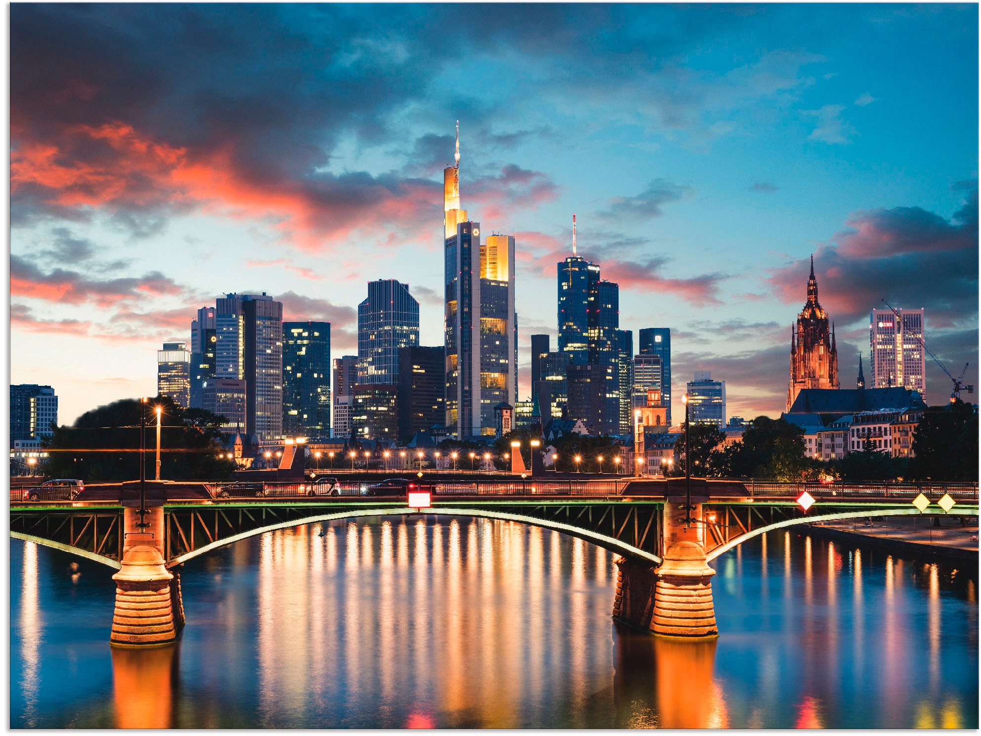 in Friday Artland Deutschland, »Frankfurt Poster | als Main (1 Alubild, Leinwandbild, versch. Wandbild BAUR Skyline am St.), oder Black II«, Größen Wandaufkleber