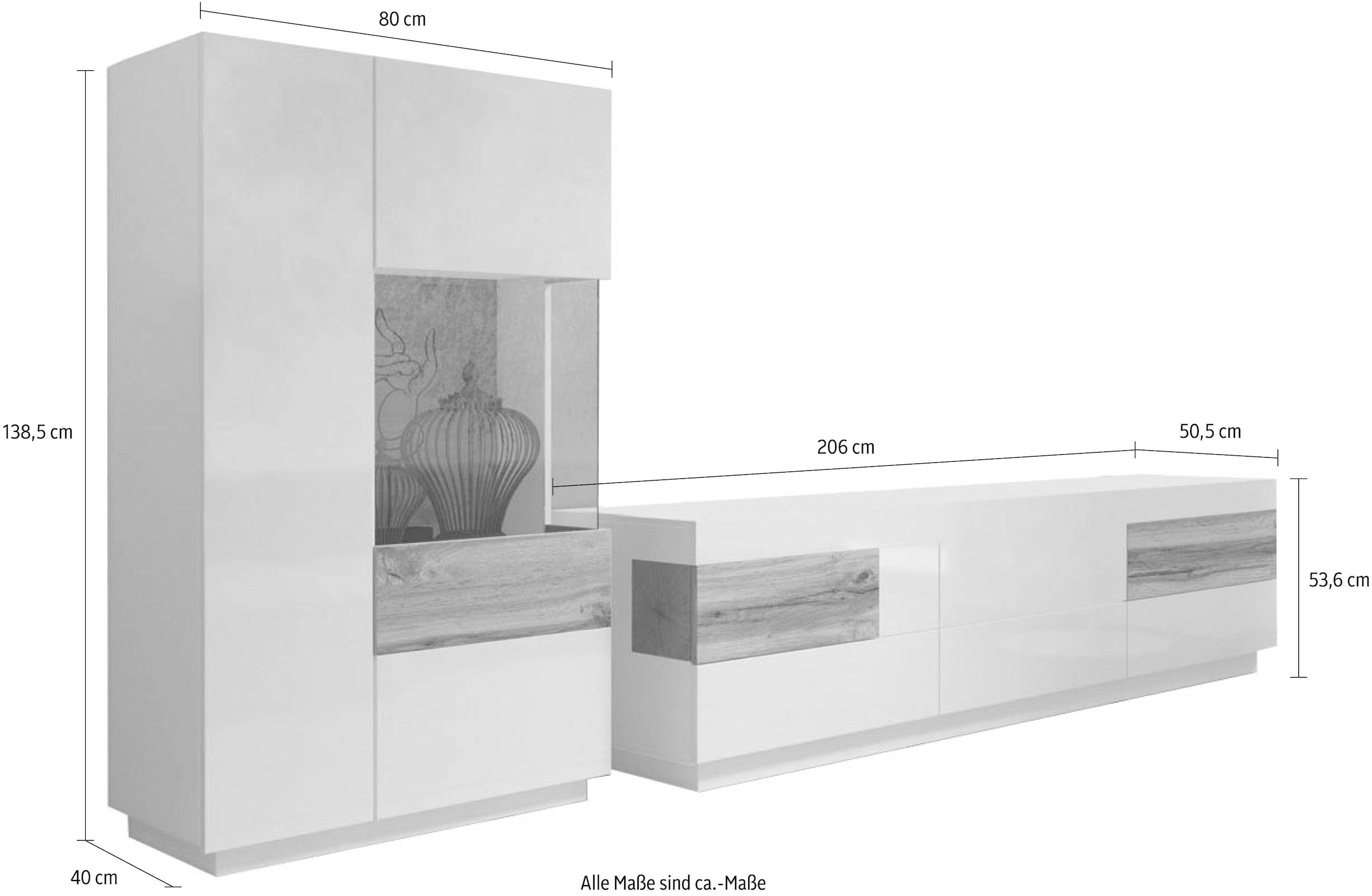 Helvetia Wohnwand »Silke«, (Set, 2 St.), (2-tlg.) | BAUR