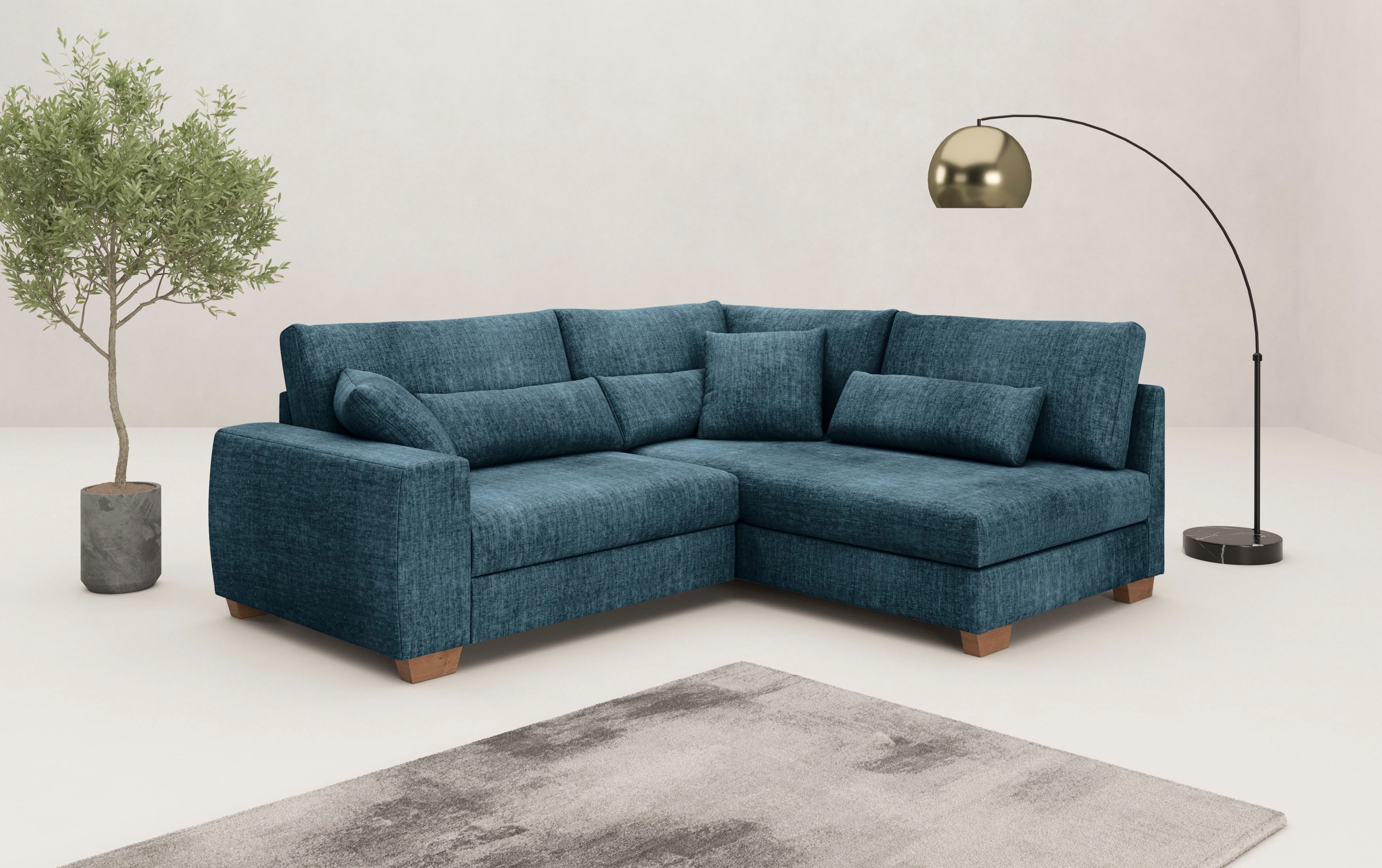 Mr. Couch Ecksofa »Helena L-Form«, mit Taschenfederkern, bis 140 kg belastbar, wahlweise mit Bett