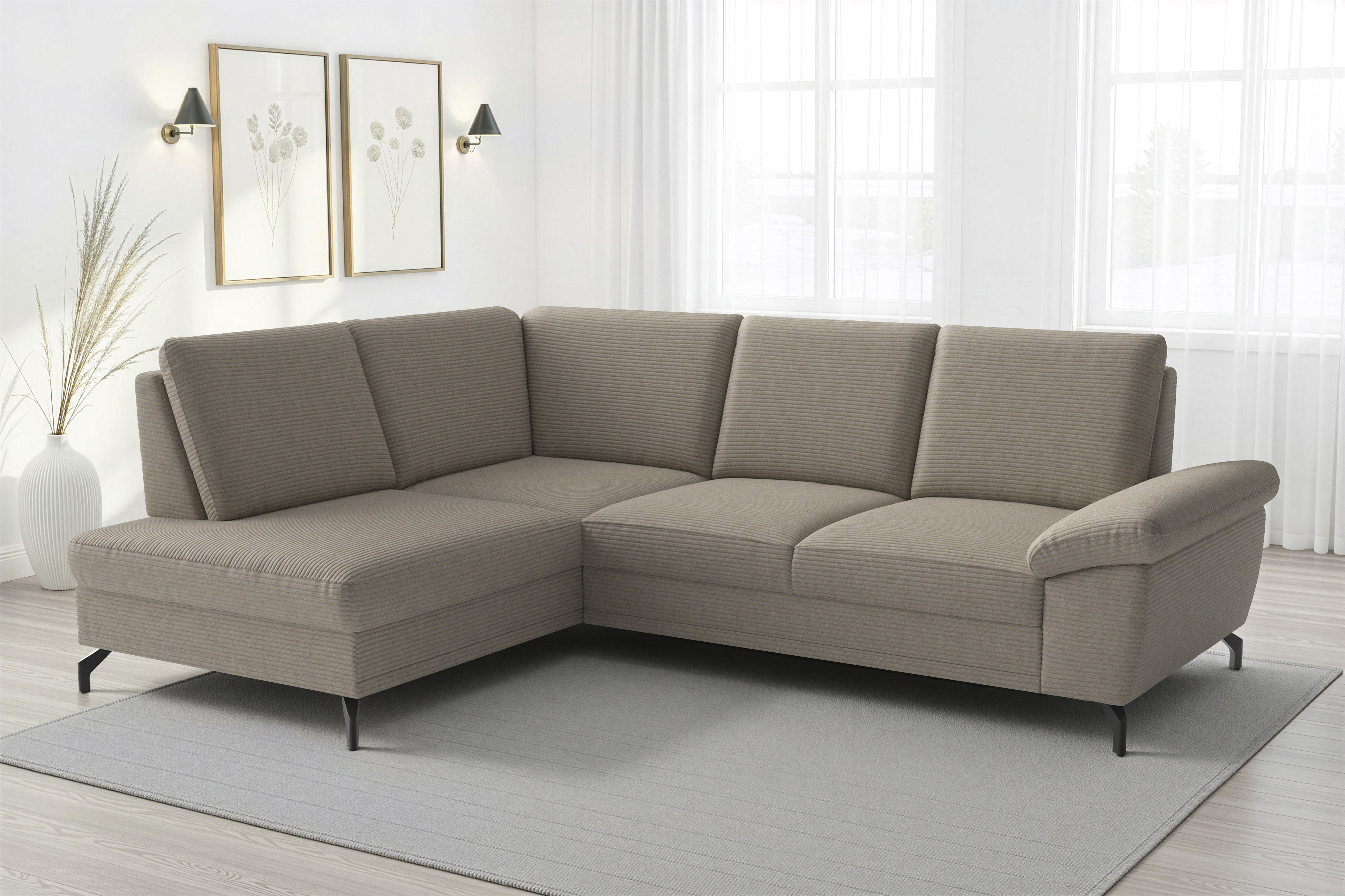 sit&more Ecksofa "Chelsea L-Form, B: 249 cm, Armteil- & Sitztiefenverstellung" optional Schlaffunktion und Bettkasten