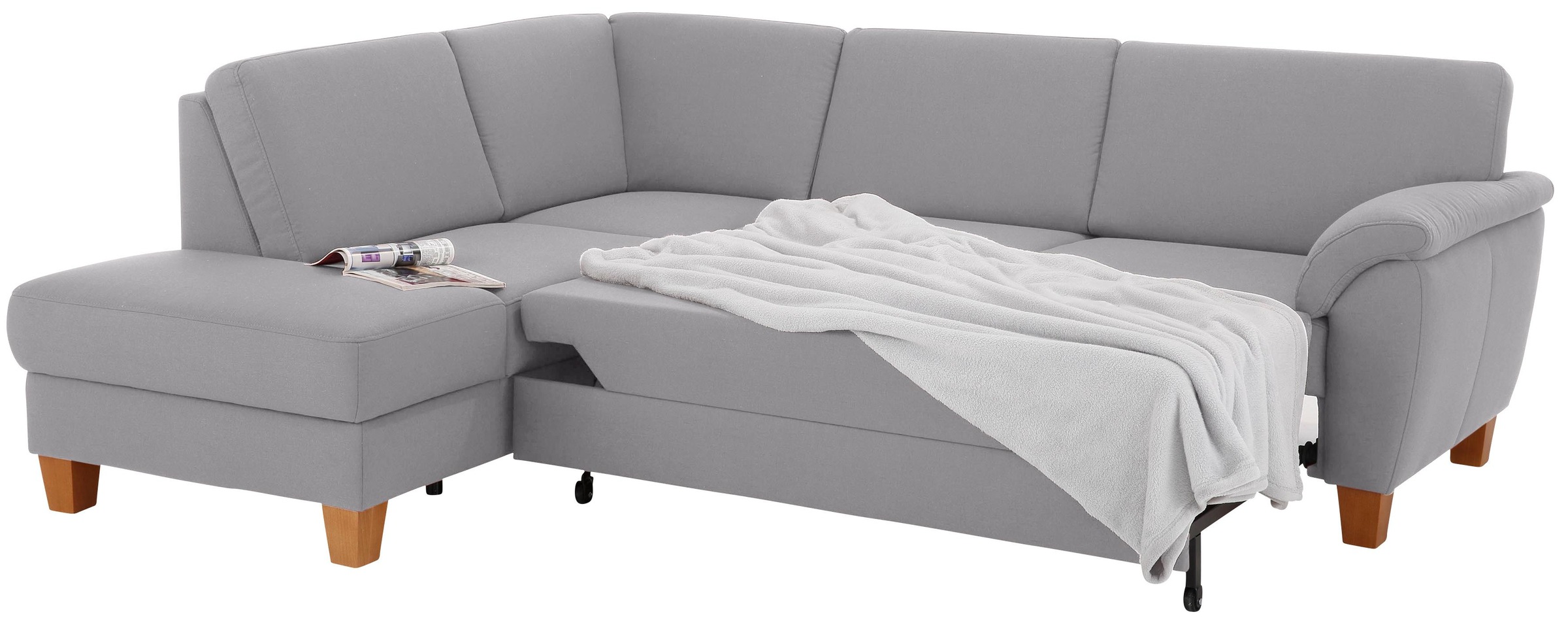 Home affaire Ecksofa »Alta L-Form«, mit Federkern und Kontrastnaht, Füße Buche eichefarben