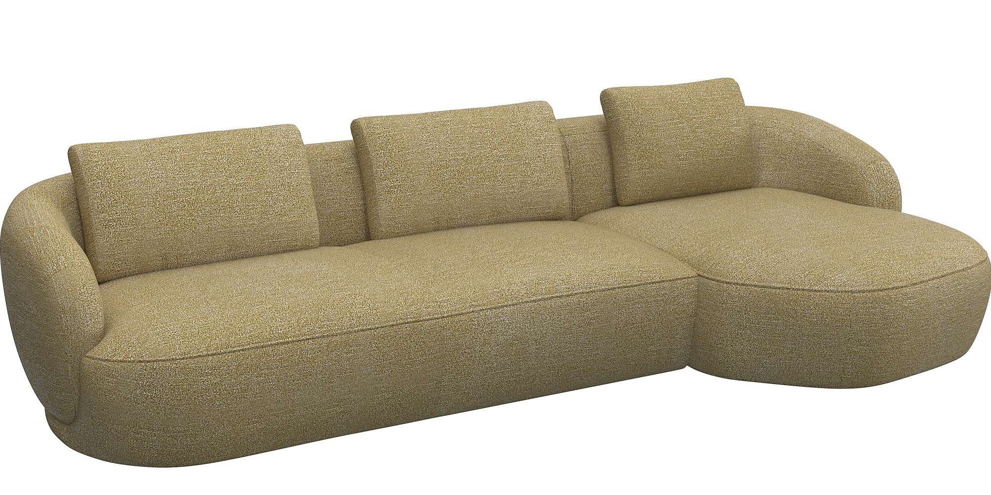 FLEXLUX Wohnlandschaft »Torino, rund, L-Form, Sofa-Ecke mit Recamiere, Longchair-Sofa«, Modernes, organisches Sofa-Design, Kaltschaum, Wellenunterfederung