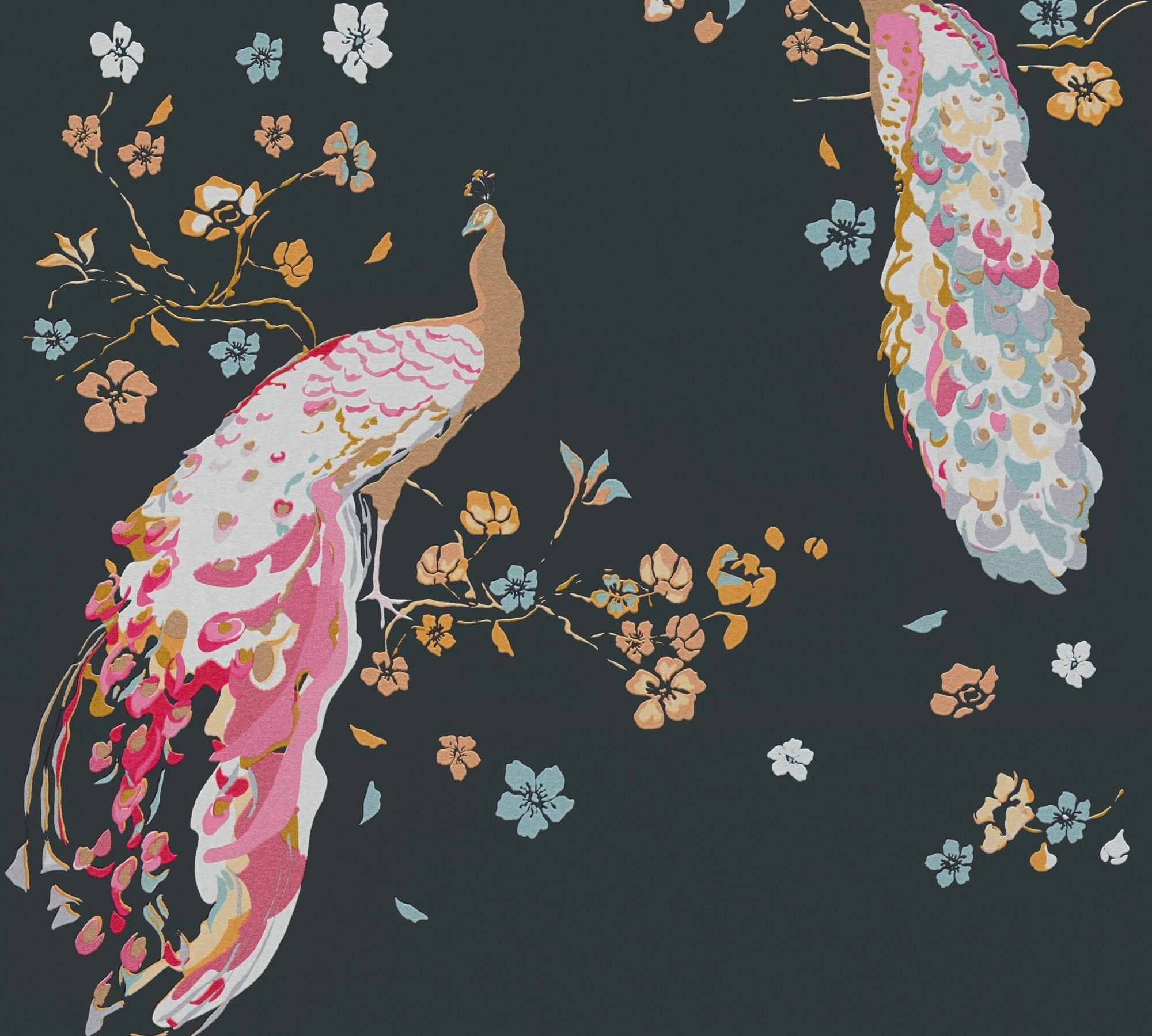 living walls Vliestapete »House of Turnowsky Pfau Vogeltapete« matt | schimmernd strukturiert extravagant Kunst Floral Blumentapete Tapeten Wohnzimmer Schlafzimmer