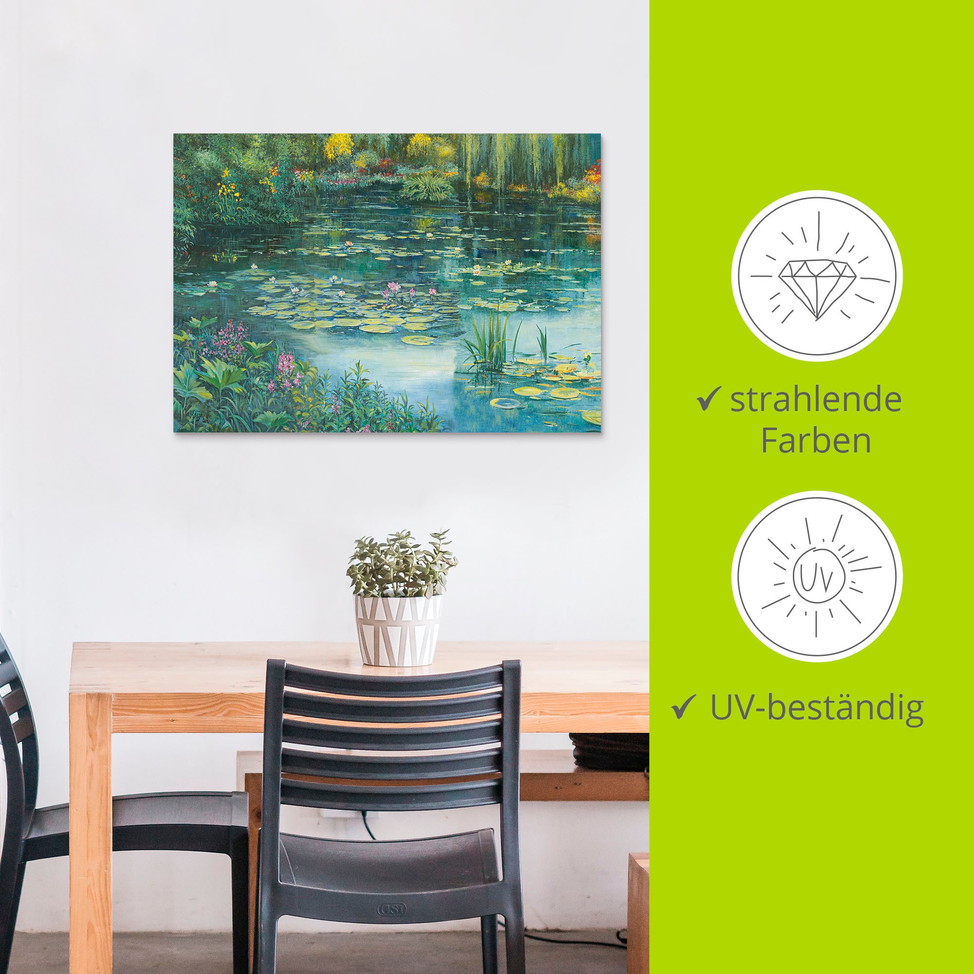 Artland Alu-Dibond-Druck »Teichlandschaft I« Gewässer 1 Stk. tlg. für Innen- und Außenbereich geeignet, Outdoorbild